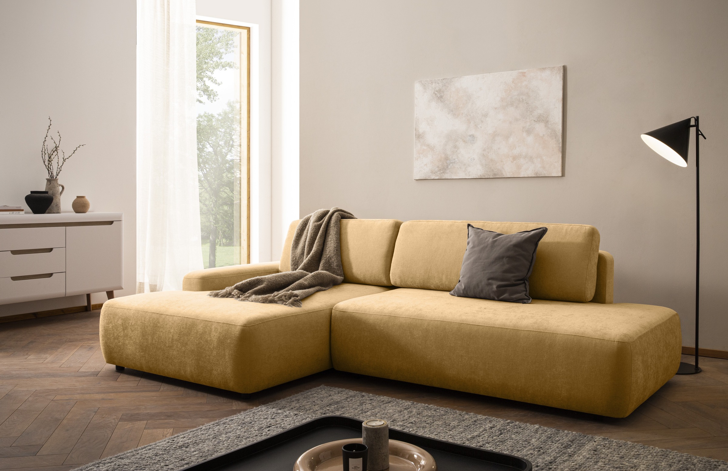 INOSIGN Ecksofa »TORGE, Schlafsofa Cord, Samtvelours u. Strukur fein, Couch günstig online kaufen