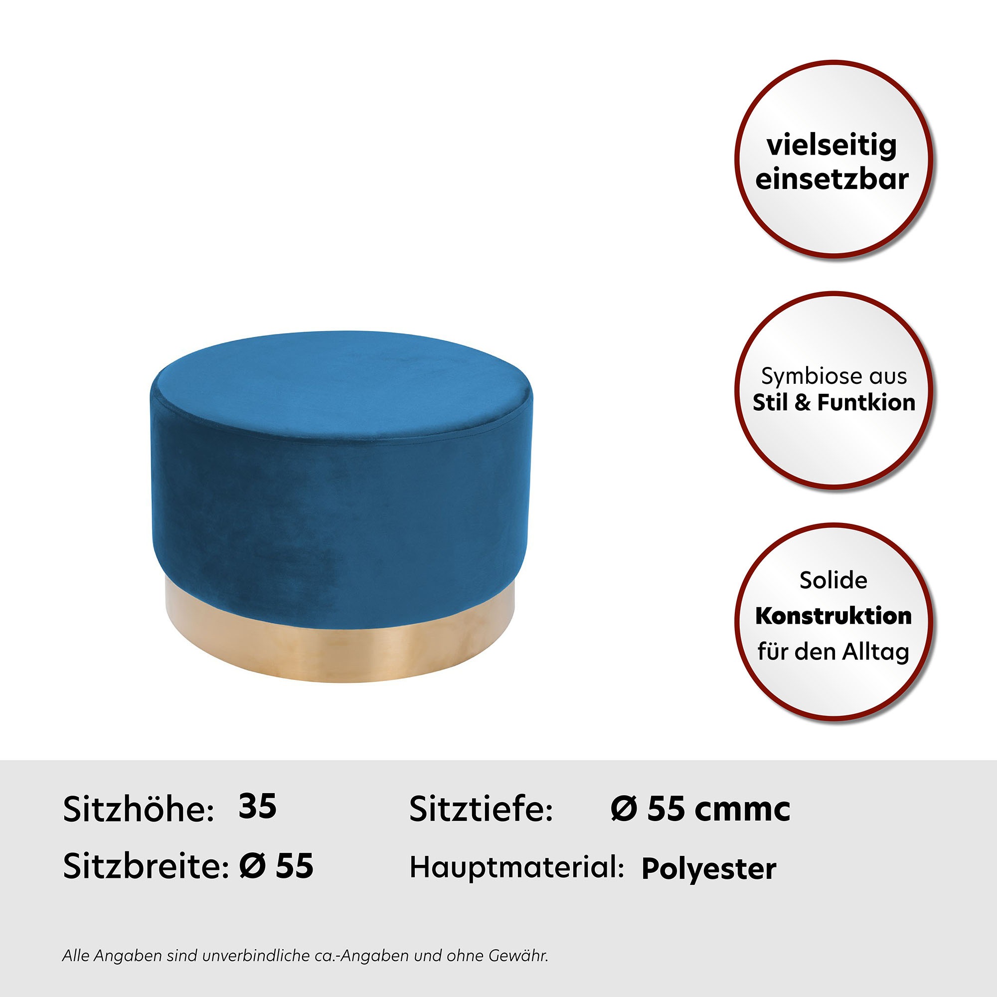 Kayoom Hocker »Nano 310, Hocker in stilvollem Design«, (1 St.), beeindruckend, teilweise handgefertigt, mit pflegeleichtem Stoffbezug