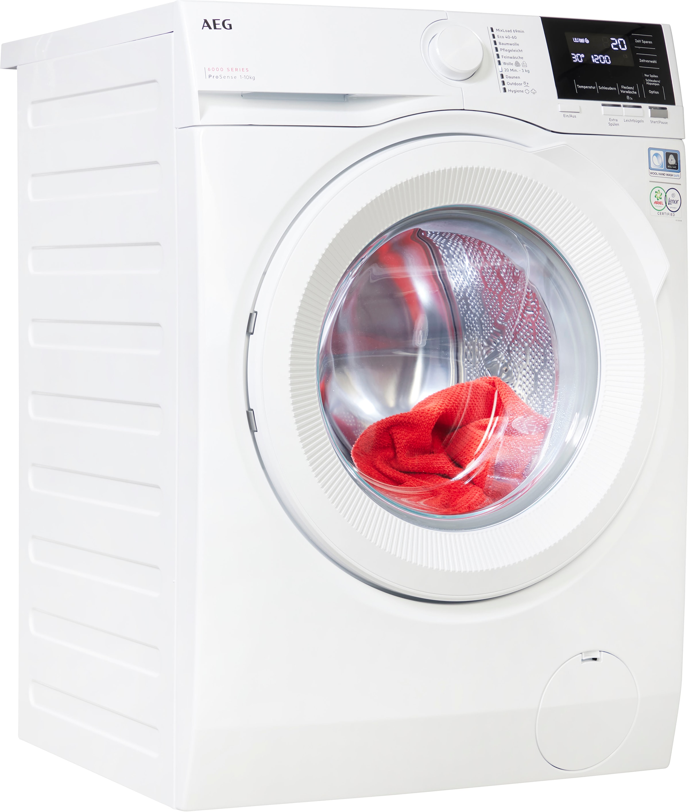 AEG Waschmaschine 6000 »LR6F60400« 10 kg 1400 U/min Hygiene-Programm mit Dampf: Entfernt zuverlässig Viren und Bakterien weiß Aqua Control System -...