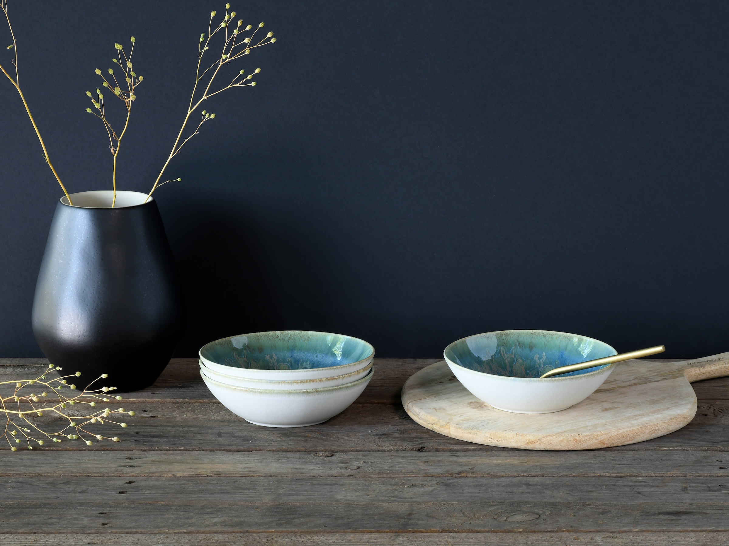 CreaTable Müslischale »Yuki« 4 Stk. aus Steinzeug Reaktiv-Digitaldruck, jedes Stück ein Unikat, Ø 17 cm