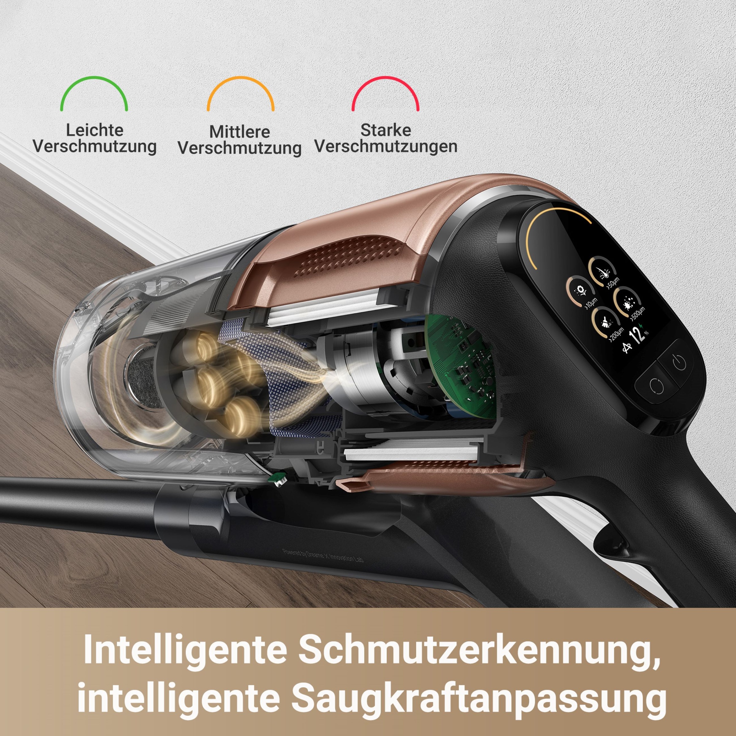 Dreame Akku-Stielstaubsauger »Dreame Z20 mit 25.000 Pa Saugkraft«, 90 Minuten Laufzeit, vielseitige Aufsätze, Bürsten mit LED-Beleuchtung
