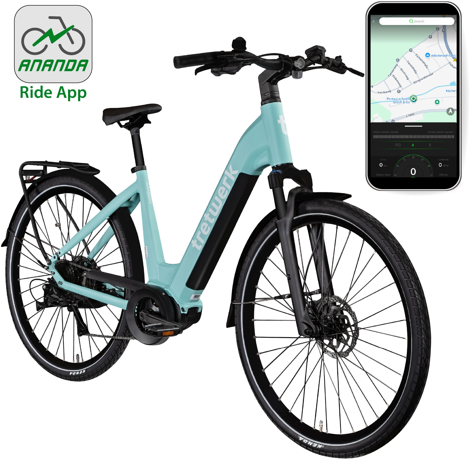 Tretwerk E-Bike »Amber«, 8 Gang, Shimano, Acera M3020 SGS, Mittelmotor 250 W, E Bike Damen 28" Elektrofahrrad 155 - 185cm Hollandrad