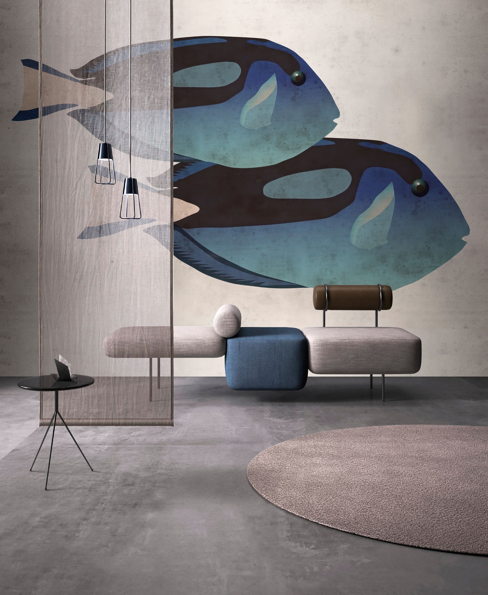 living walls Fototapete »Walls by Patel 5 Fototapete Fische im Aquarell-Look« abstrakt glatt Fische im Aquarell-Look auf 200 g/m² Premium-Vlies