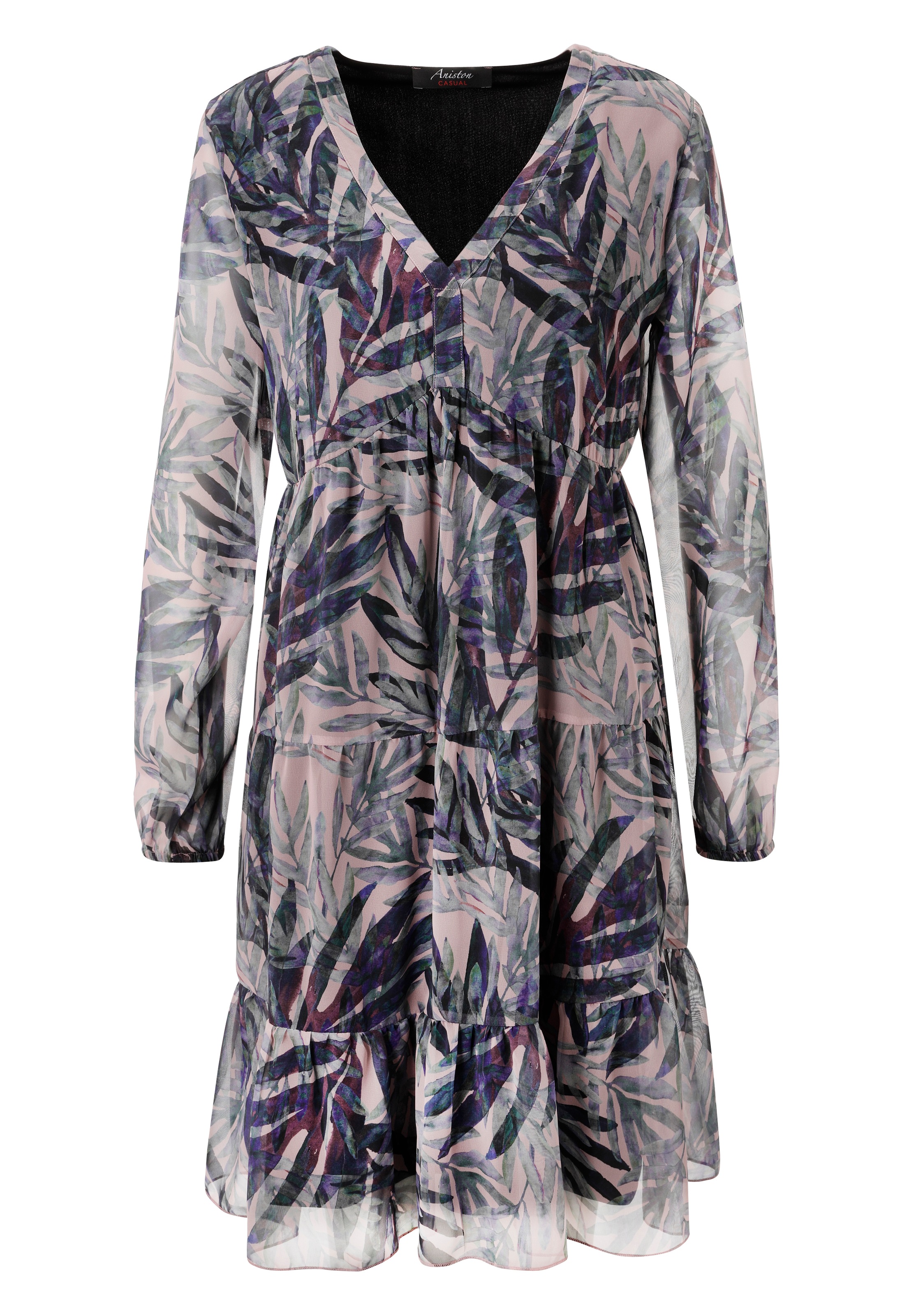 Aniston CASUAL Tunikakleid, mit exotischen Blättern im Batik-Look bedruckt - NEUE KOLLEKTION