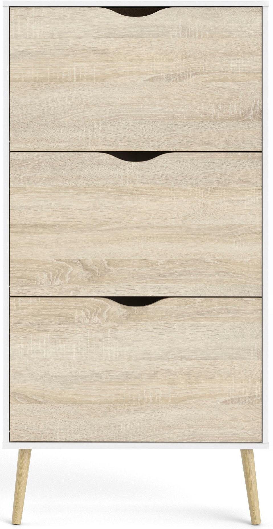 andas Schuhschrank »Oslo Schuhaufbewahrung, Schuhkommode, Schuhregal, Garderobenschrank«, mit 3 Klappen, Breite 70 cm, Höhe 139 cm