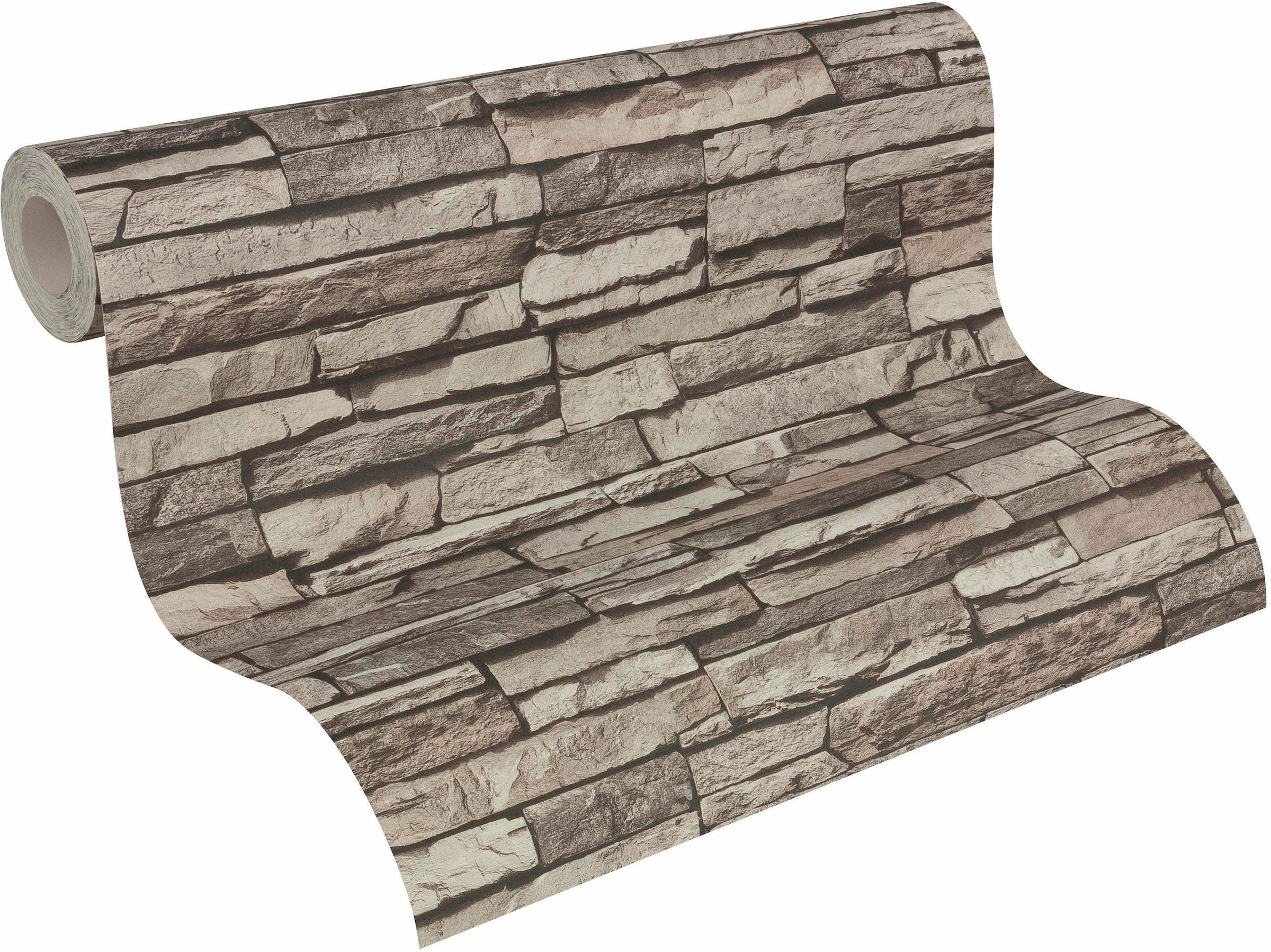 living walls Vliestapete »Best of Wood`n Stone 2nd Edition«, Steinoptik-gemustert-Motiv, Modern Tapete Stein Tapeten Wohnzimmer Schlafzimmer Küche Flur Design