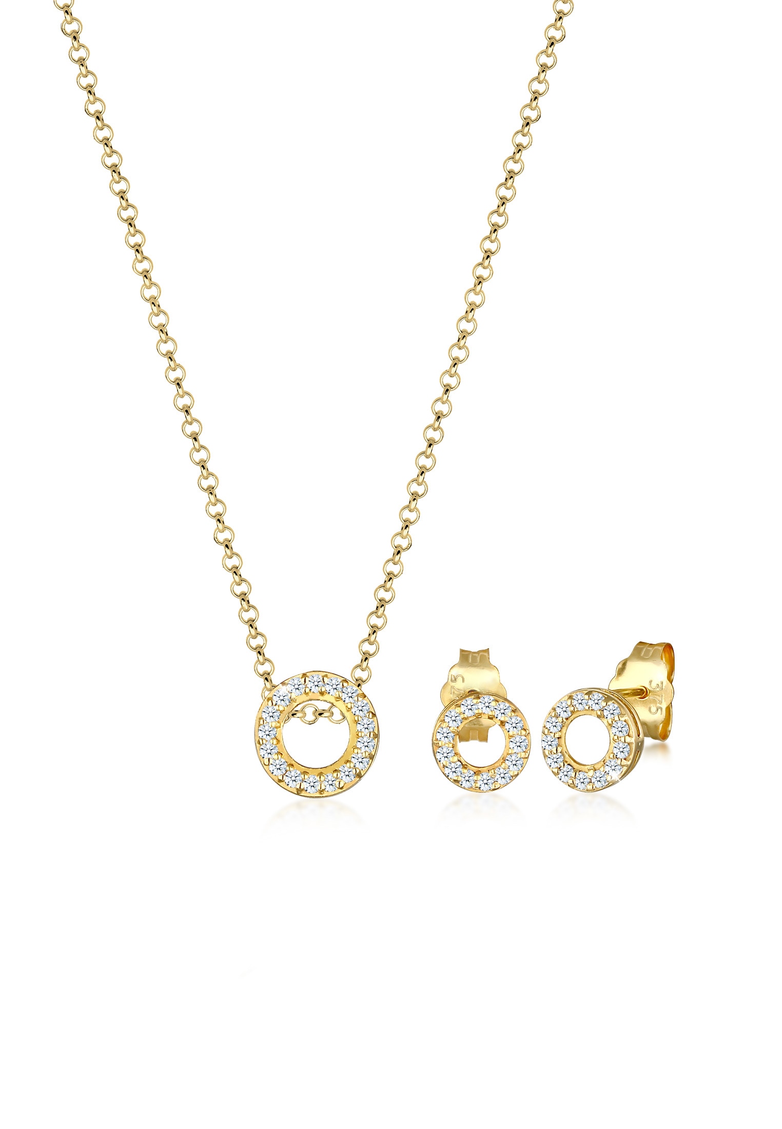 Schmuckset »Kette Ohrstecker Diamant(0.215 ct.)375 Gelbgold«