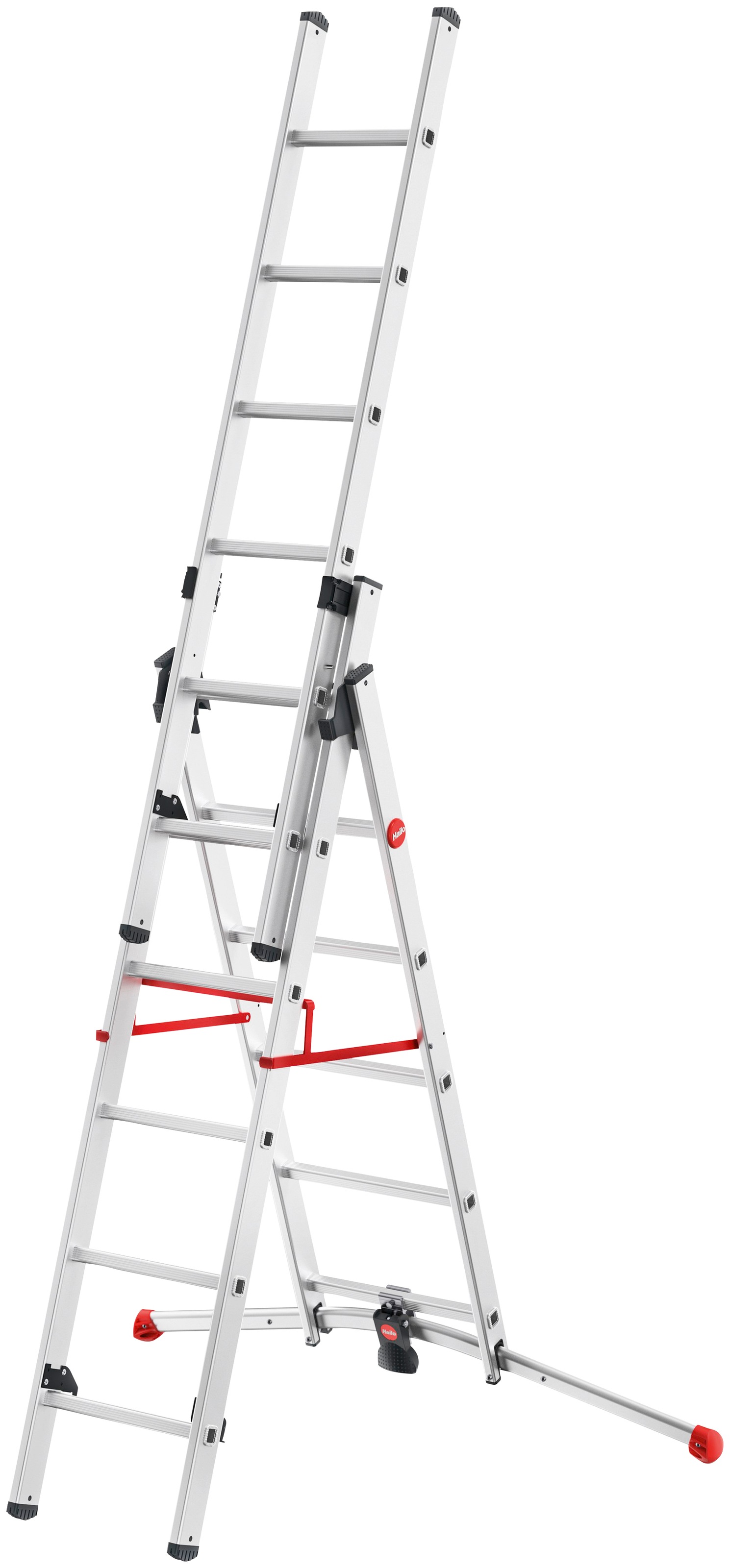 Hailo Anlegeleiter »S100 ProfiLOT«, Aluminium Kombileiter 3-teilig, 2x6 + 1x5-sprossig