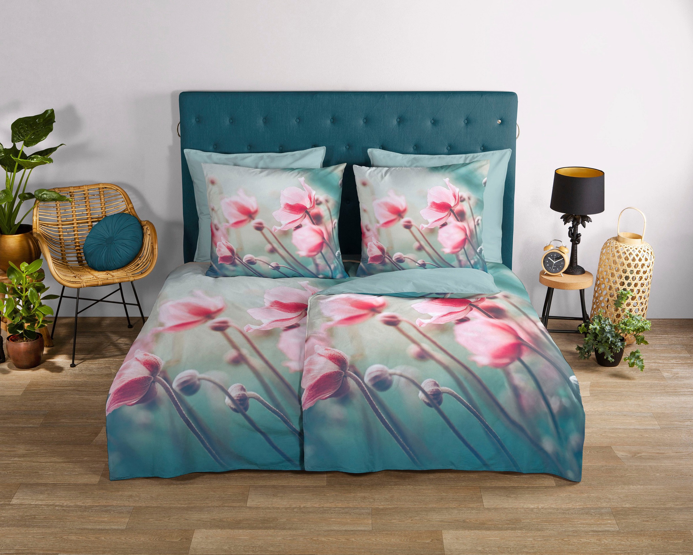 good morning Wendebettwäsche »Lizz«, 100% Baumwolle, Renforcé, 155x220, Reißverschluss, Wendeoptik, Poppy