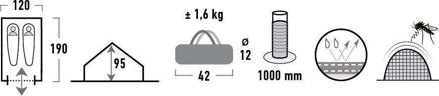 High Peak Hauszelt »Minipack«, 2 Personen, (Set, mit Transporttasche)