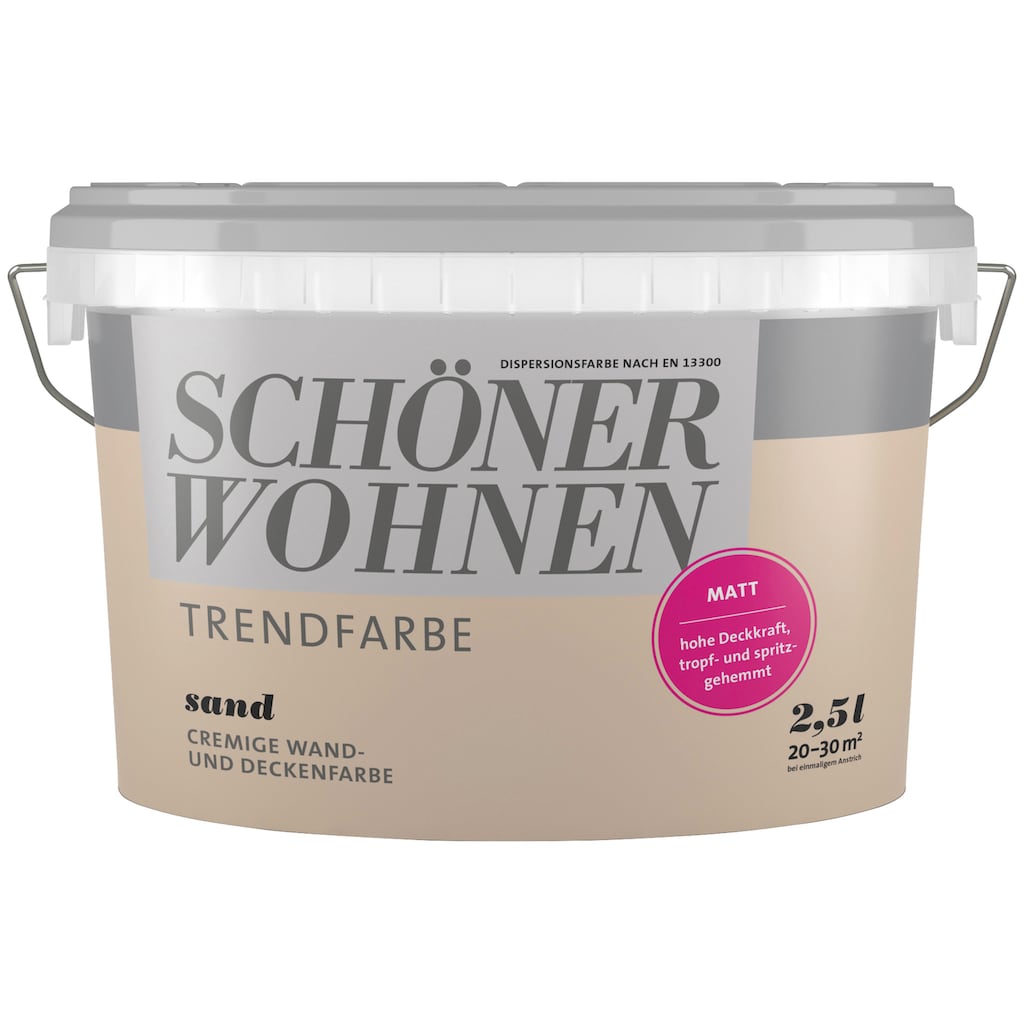 SCHÖNER WOHNEN FARBE Wand- und Deckenfarbe »TRENDFARBE, matt«, 2,5 Liter, Sand, hochdeckende Wandfarbe - für Allergiker geeignet