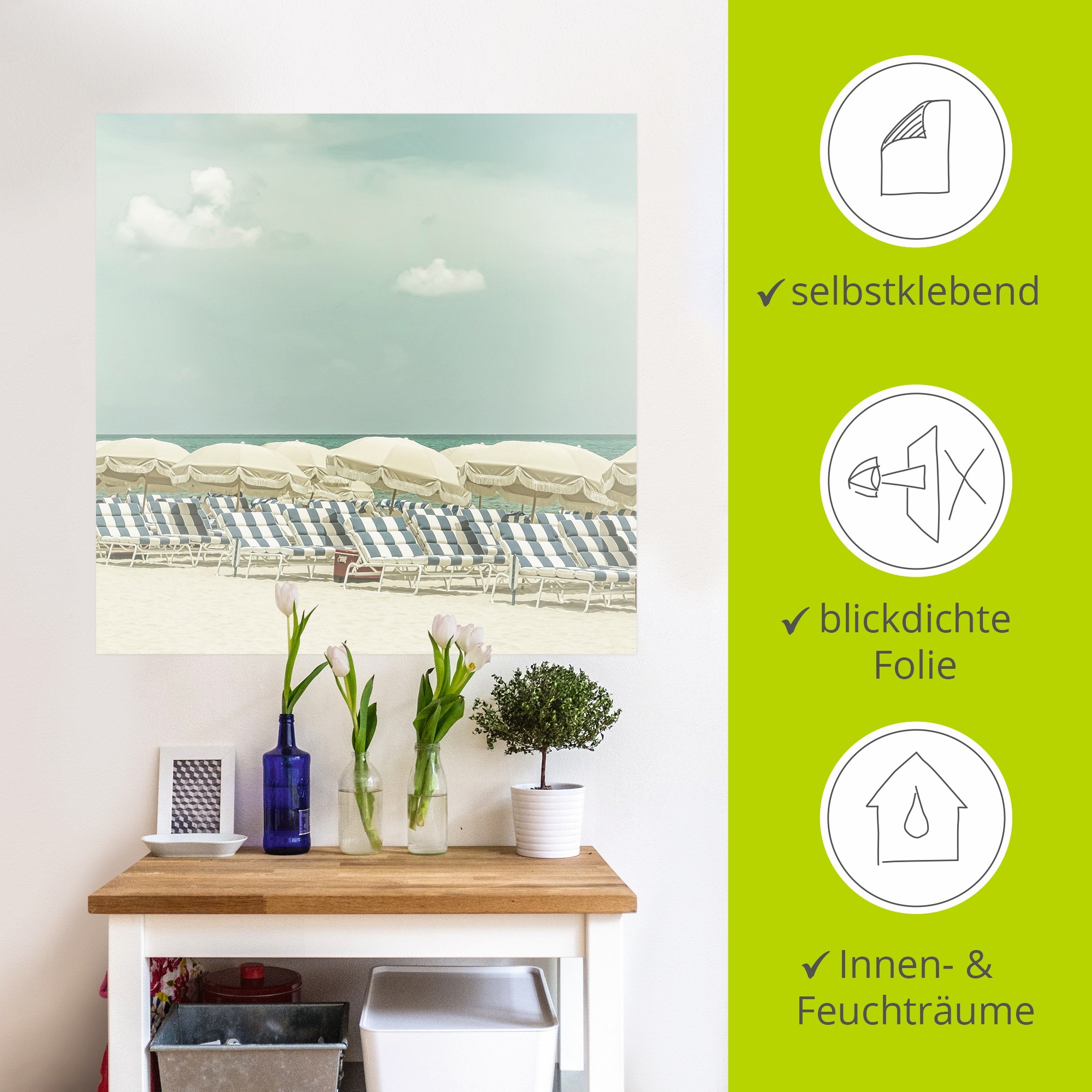 Artland Wandfolie »Vintage Strandidylle«, Strandbilder, (1 St.), selbstklebend