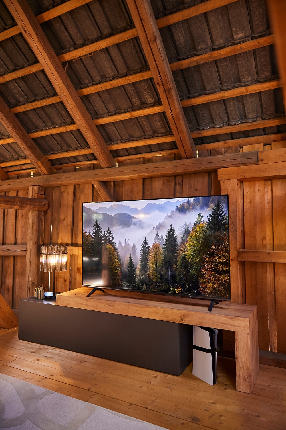 OTTO home Lowboard »Lowboard Chronos TV-Board, TV-Schrank« Spar-Set, Breite verstellbar von 190 bis 350 cm, 1 Stk. tlg. Breite 270 cm TV-Board,Lowboard,1 Klappe und ein L-Förmiger Aufsatz