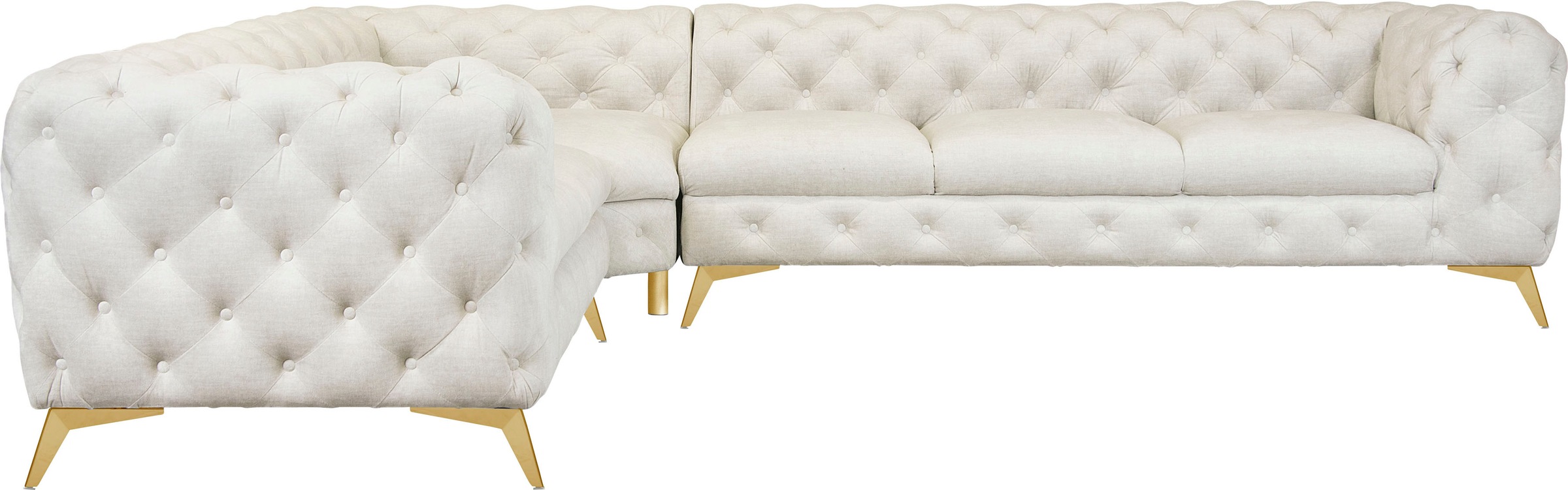 Leonique Chesterfield-Sofa »Ecksofa GLYNIS L-Form mit Wellenunterfederung, günstig online kaufen