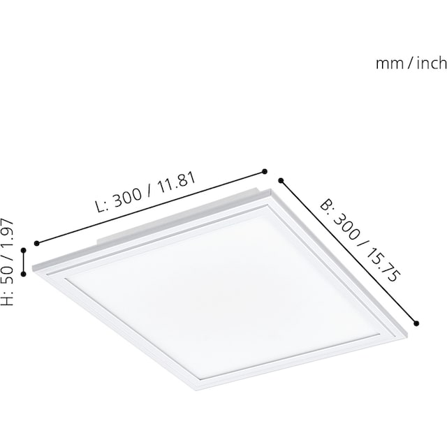 LED 1 dimmbar Fernbedienung, auf flammig-flammig, Raten Deckenlampe »SALOBRENA-C«, 30cm, LED EGLO bestellen Panel Weiß, Deckenleuchte, RGB,