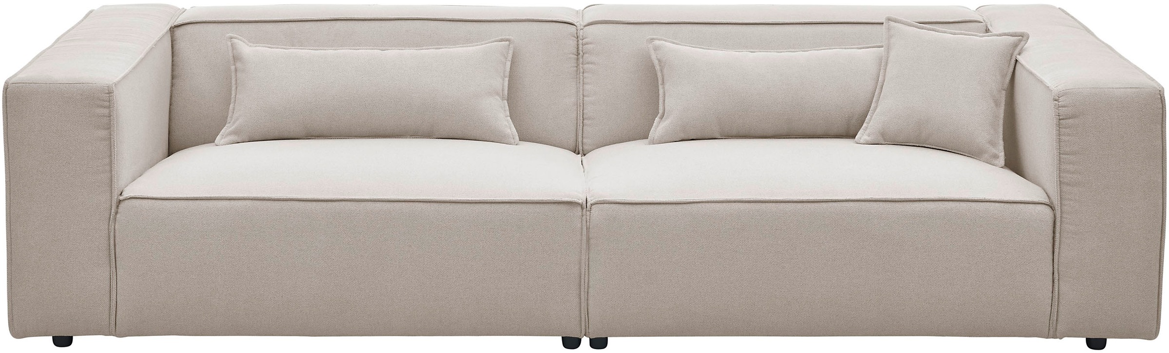 LeGer Home by Lena Gercke 3-Sitzer »PIARA, Couch mit Kedernaht, Sofa in Cord oder Leinenoptik«, schwarze Füße, bequemer Sitzkomfort