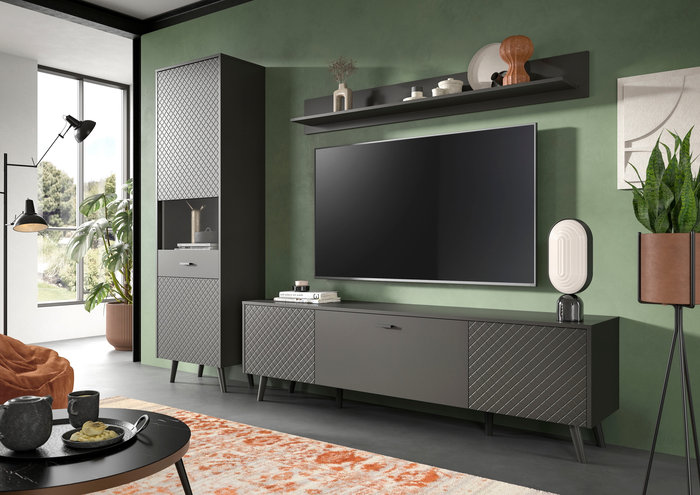 Home affaire Wandboard »RHOMBUS, Breite 160 cm« 1 Stk. tlg. Wandregal, Wandboard, Wohnzimer, Esszimmer