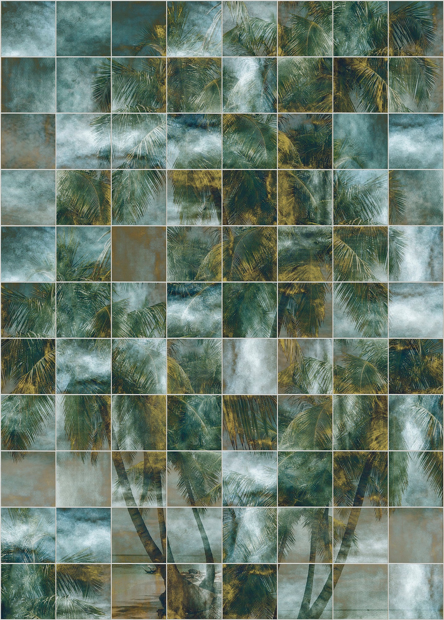 Komar Vliestapete »Digitaldruck Vlies - Palm Puzzle - Größe 200 x 280 cm«, bedruckt, Wohnzimmer, Schlafzimmer