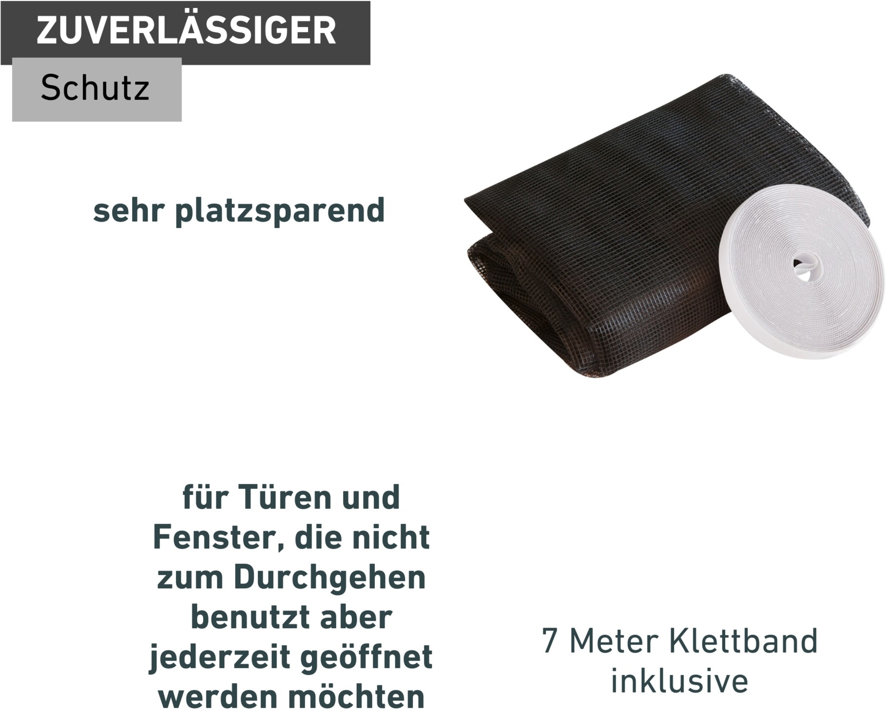 Windhager Fliegengitter-Gewebe »Plus für bodentiefe Fenster, Balkon- und Terrassentüren, ohne Bohren« Set, 1 Stk. tlg. Insektenschutzgitter 130 x 220 cm, erhältlich in anthrazit, weiß