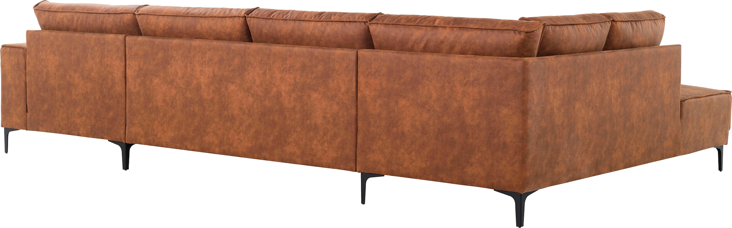 Places of Style Wohnlandschaft »XXL Sofa Oland, Struktur, Flachgewebe, Luxus-Microfaser, Boucle«, U-Form, 345 cm, Wellenunterfederung, Skandi-Design, Metallfüße
