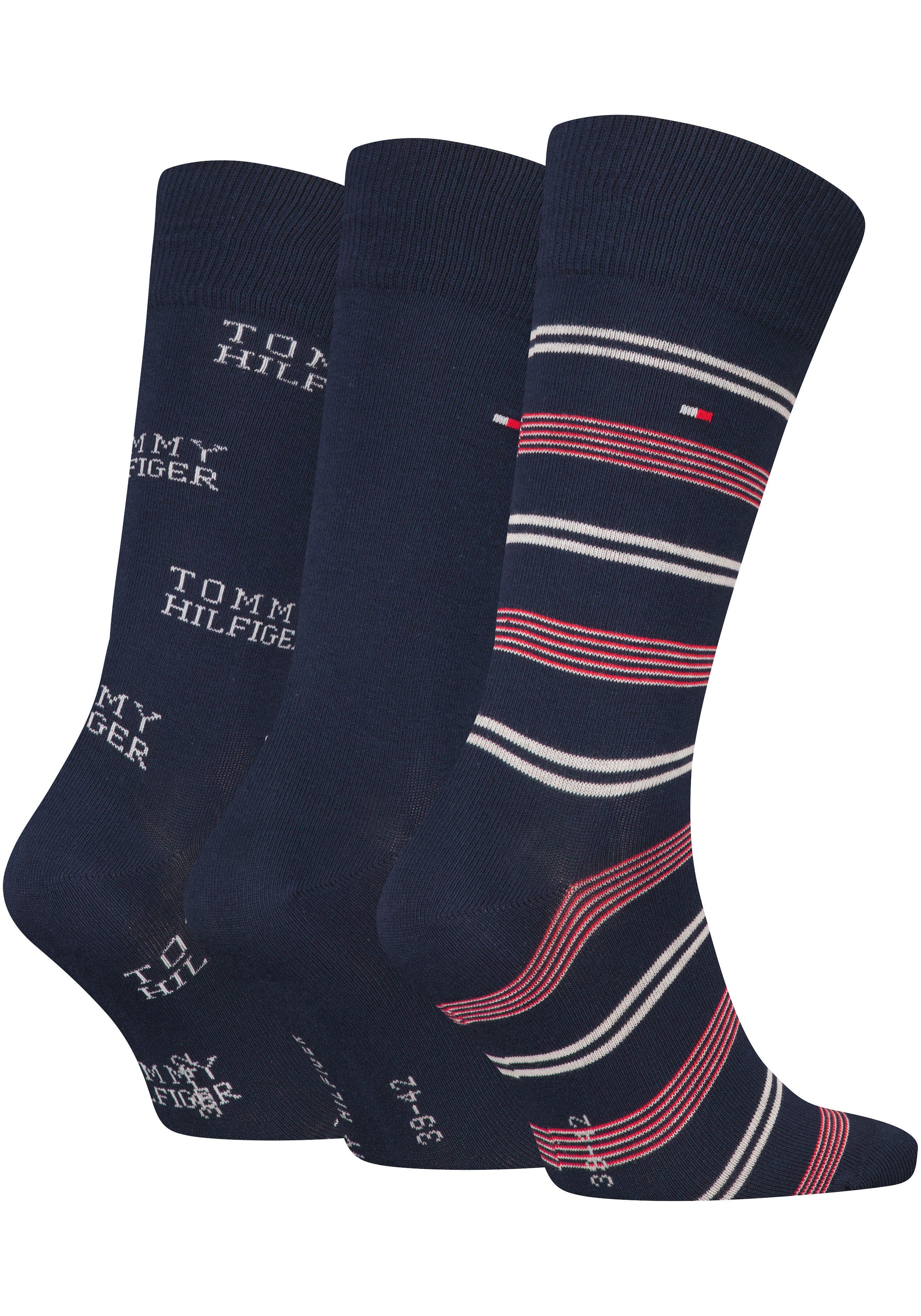 Tommy Hilfiger Socken, (3 Paar), mit auffälliger Musterung, Geschenkbox