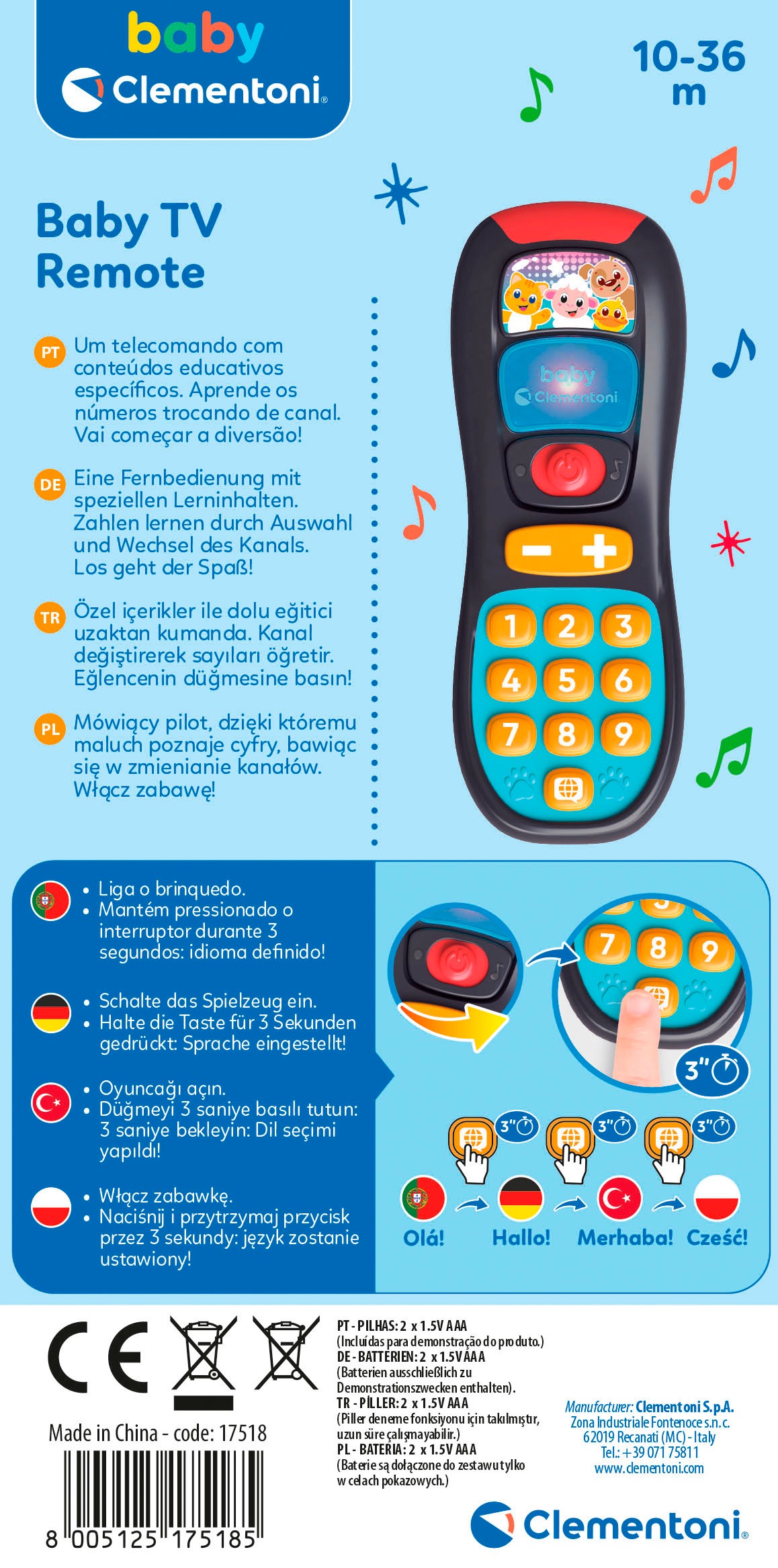 Clementoni® Lernspielzeug »Baby Clementoni, Baby-Fernbedienung«, Mit Licht und Sound