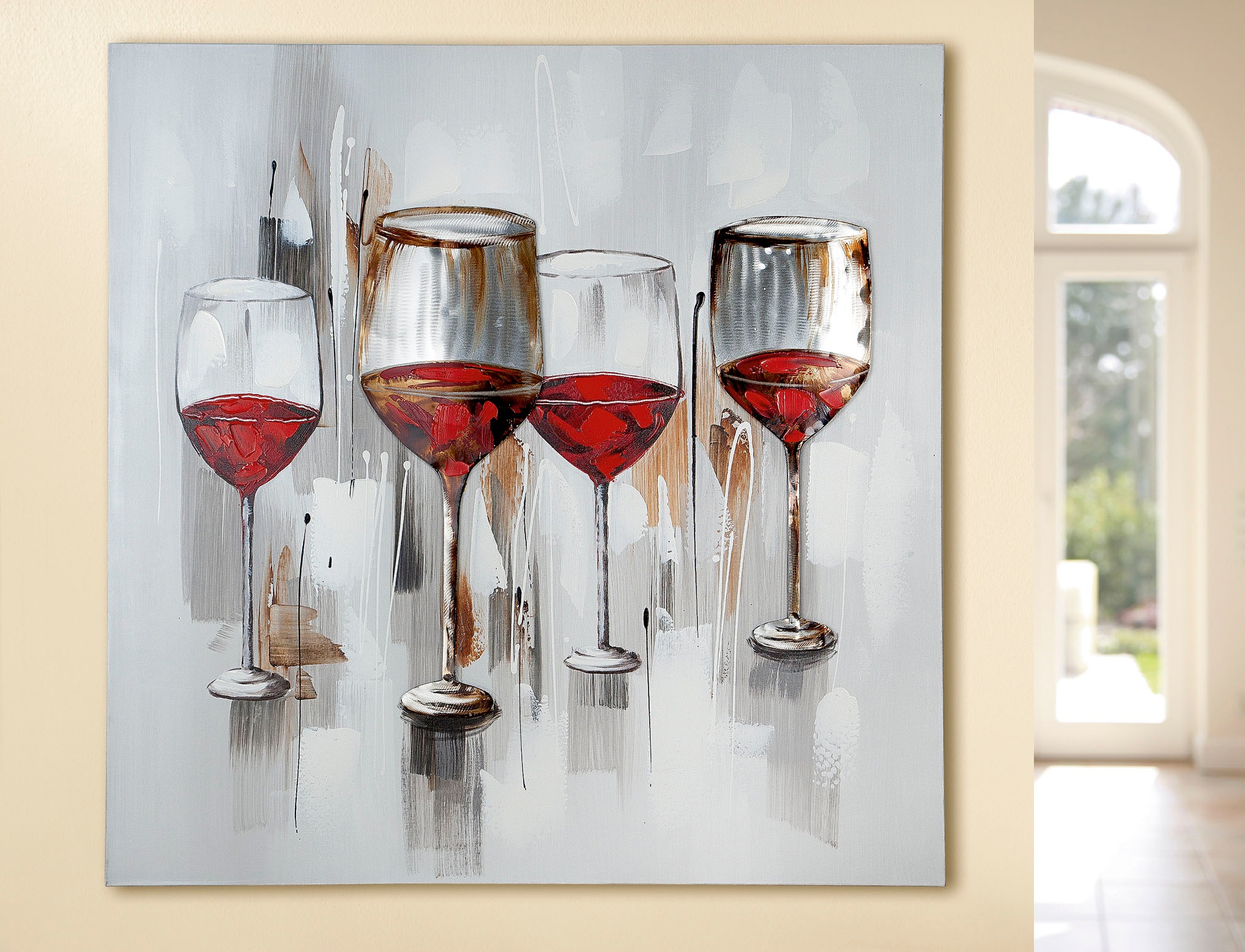 GILDE Wandbild »Hathi« Wein 1 Stk. tlg. handbemalt günstig online kaufen