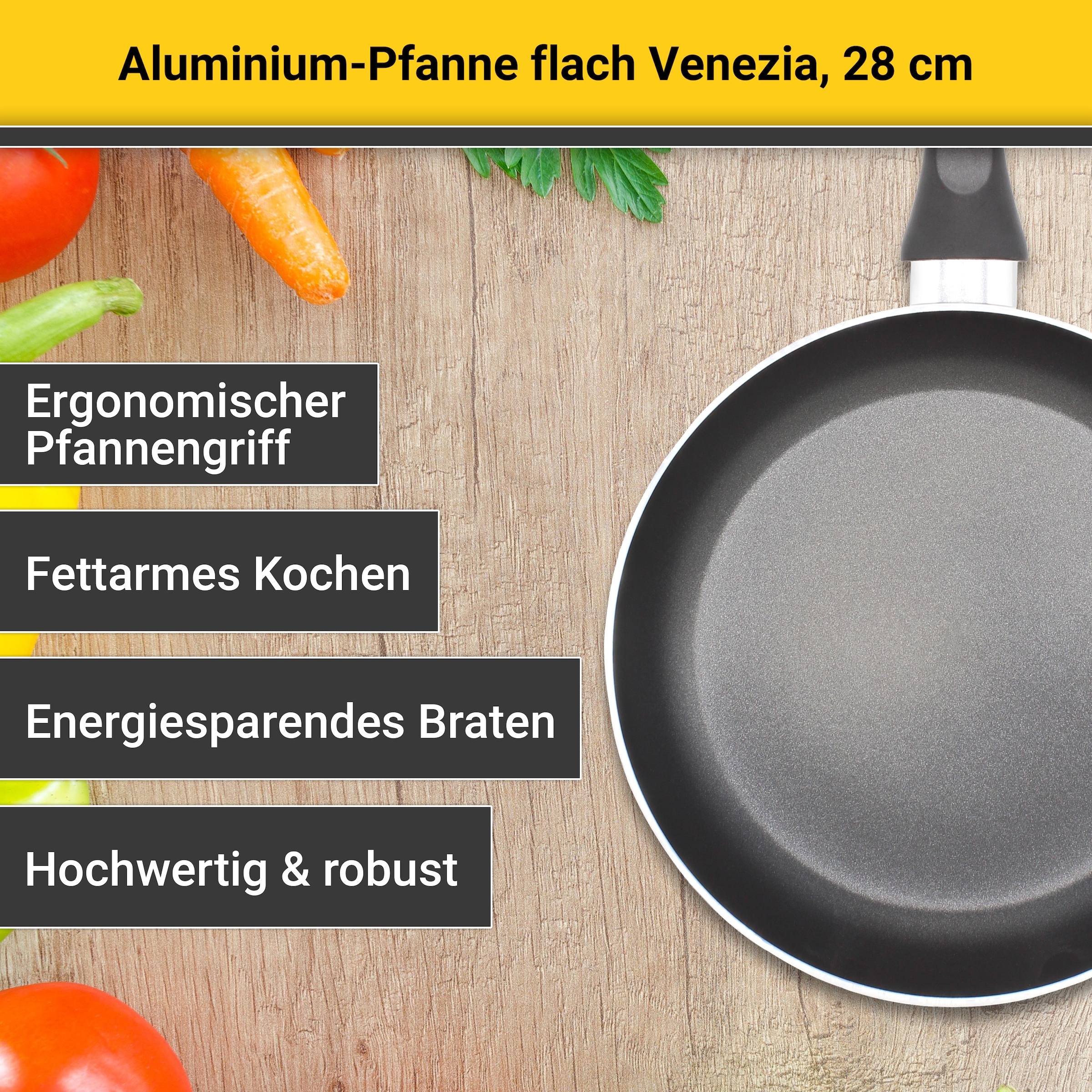 Krüger Bratpfanne »Aluminium Pfanne flach Venezia«, Aluminium, (1 tlg.), für Induktions-Kochfelder geeignet