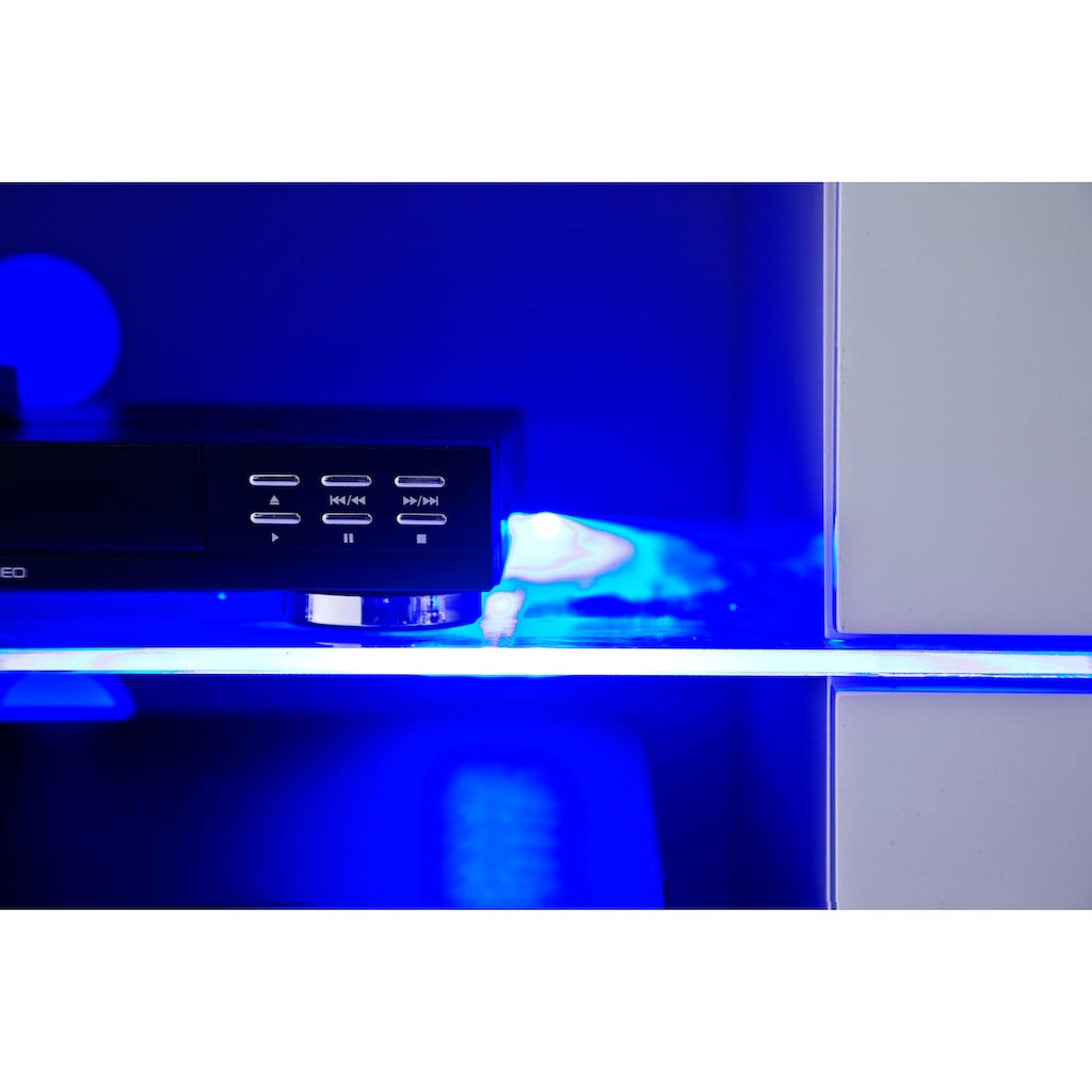 MCA furniture Lowboard »Blues«, mit LED Beleuchtung weiß hochglanz