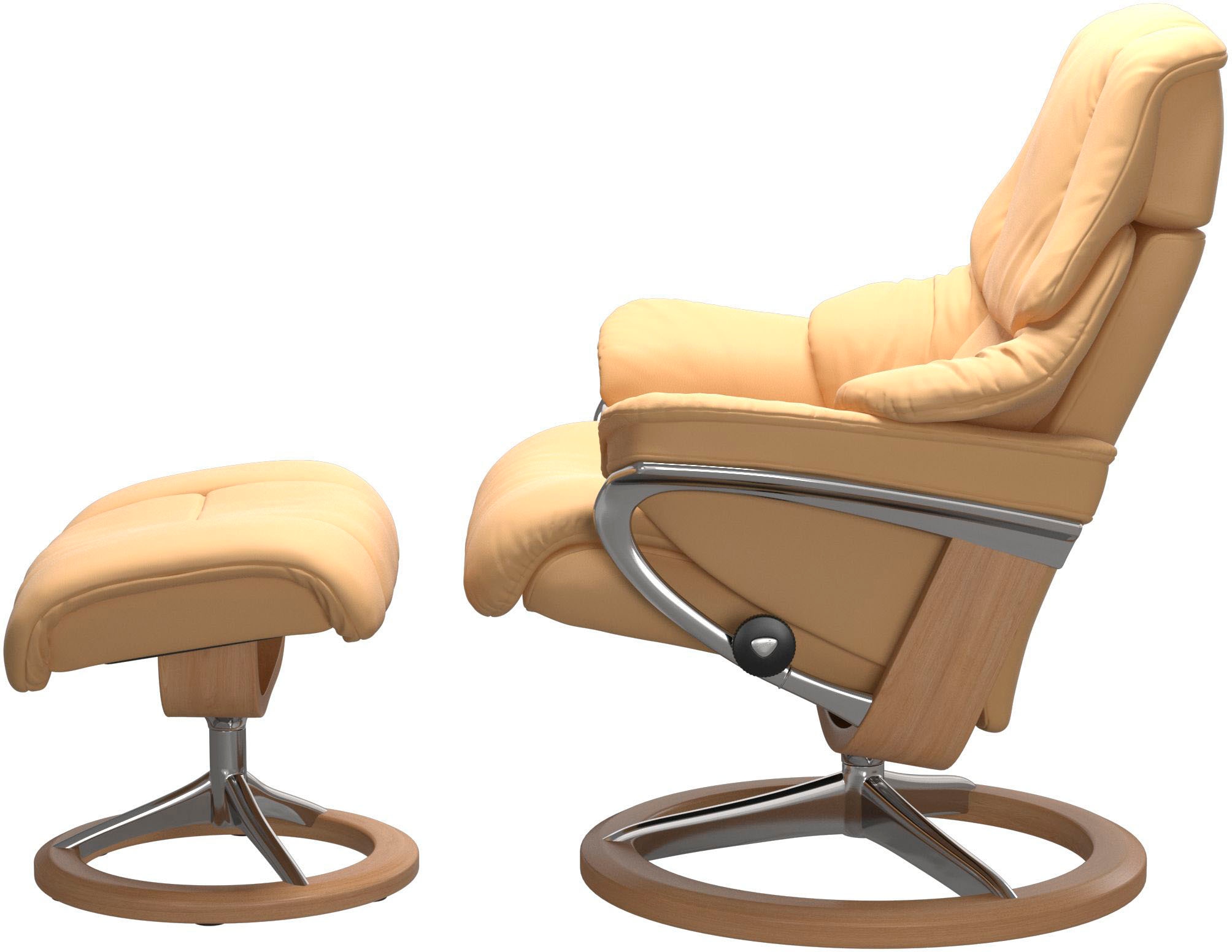 Stressless® Relaxsessel »Reno« Set, Relaxsessel mit Hocker,  mit Hocker, mit Signature Base, Größe S, M & L, Gestell Eiche