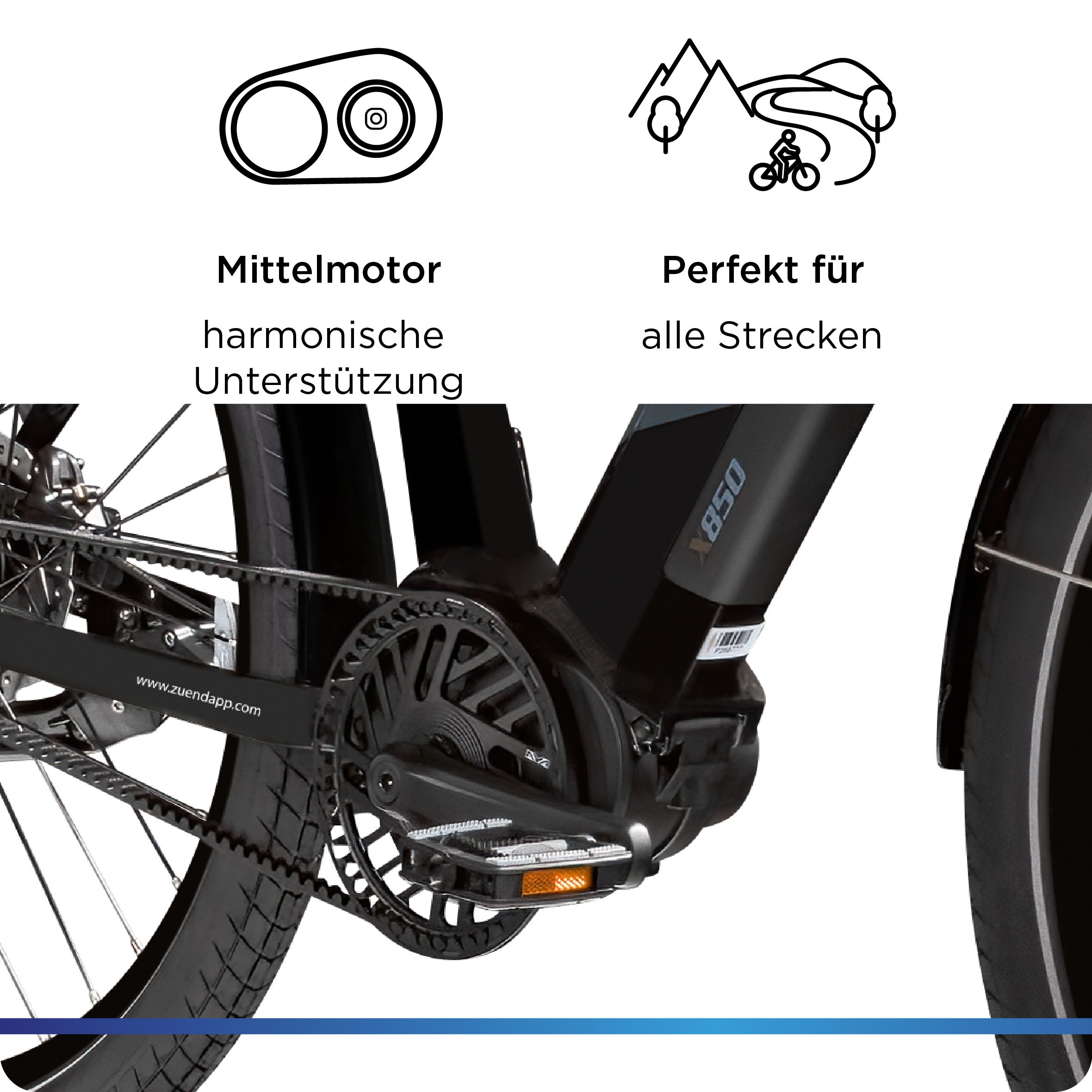 Zündapp E-Bike »X850«, 7 Gang, Mittelmotor 250 W