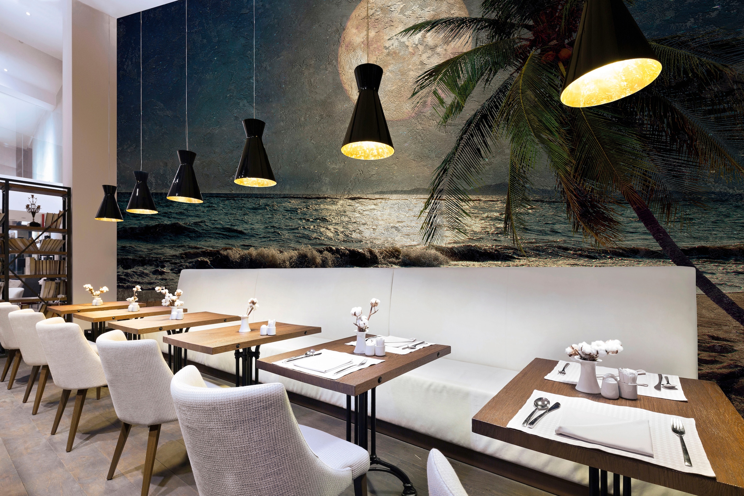 Architects Paper Fototapete »Atelier 47 Beach at Night 3«, Strand-Meer, Vlies, Wand, Schräge, Decke