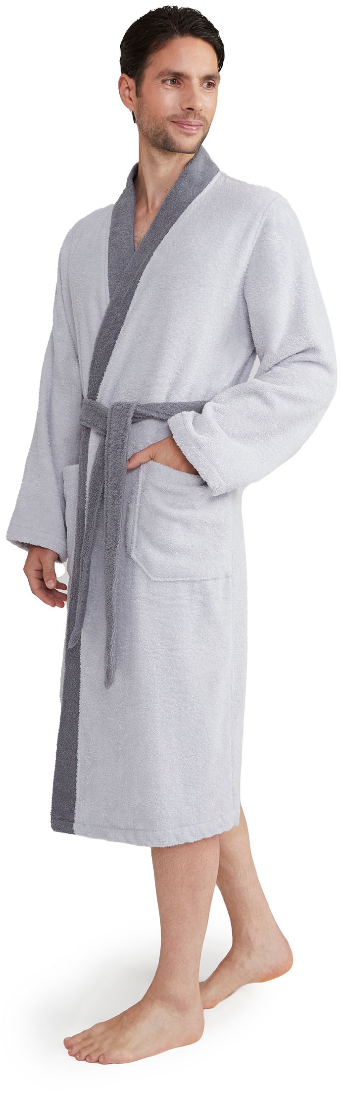 Möve Unisex-Bademantel »Superwuschel Kimono mit Blende« 1 Stk. tlg., ideal für Sauna & Spa, Hotelbademantel