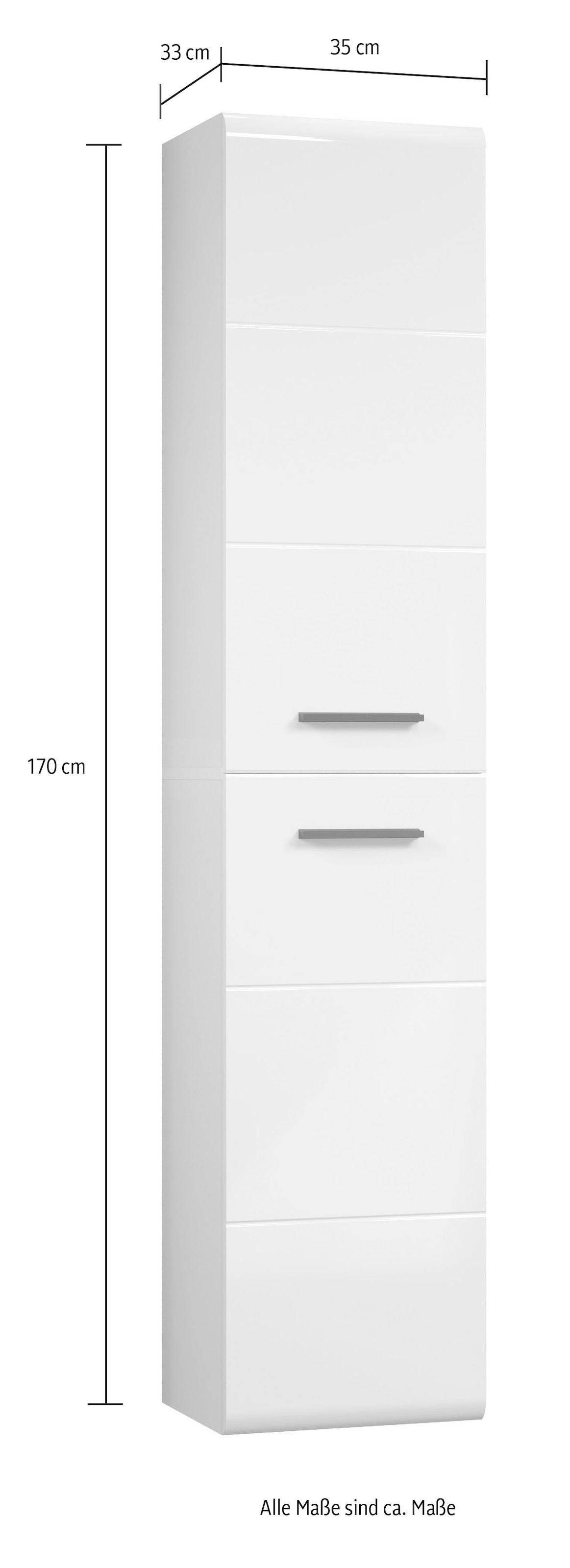 welltime Hängeschrank »Ravenna«, Hängehochschrank mit Klappe inkl. Metallkorb - (B/T/H) 35/33/170 cm