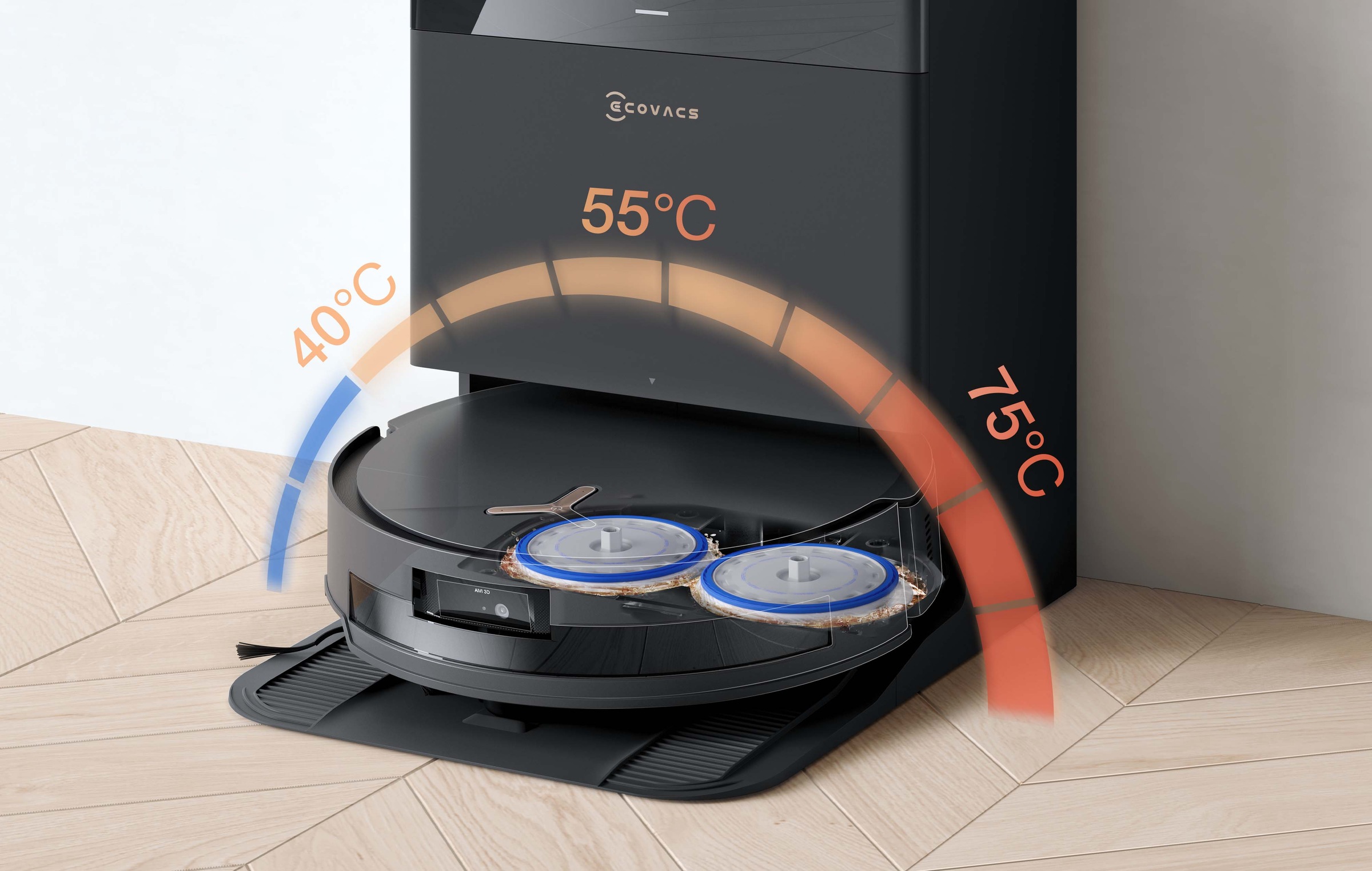 ECOVACS Saugroboter »ECOVACS DEEBOT T50 MAX PRO OMNI, 18.000 Pa mit BLAST,«, OMNI-Station mit 40-75° Mopp-Waschen, 18mm Mopp-Lift