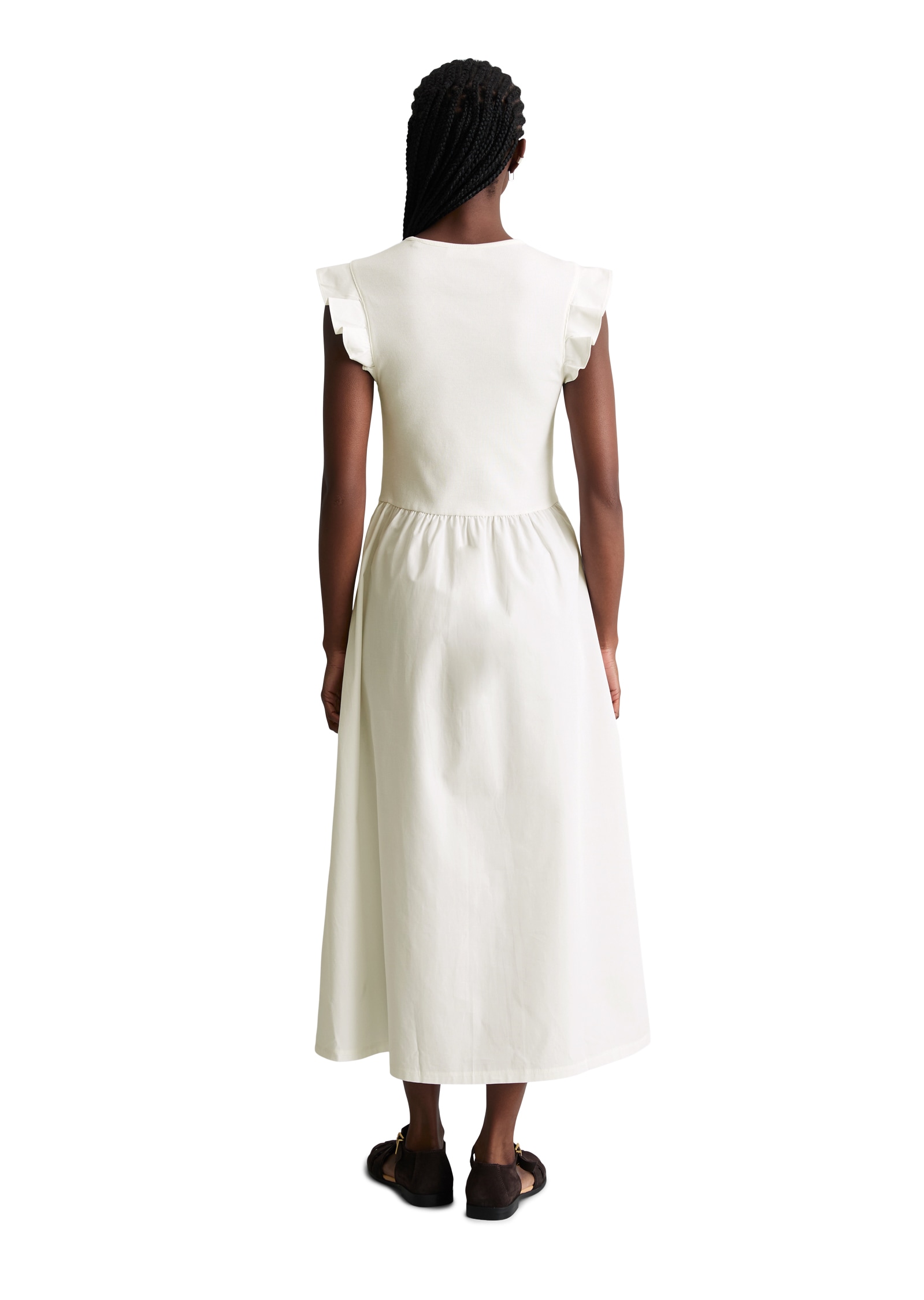 Marc O'Polo DENIM Jerseykleid Seitennahttaschen flared mit Baumwoll-Popelinerock