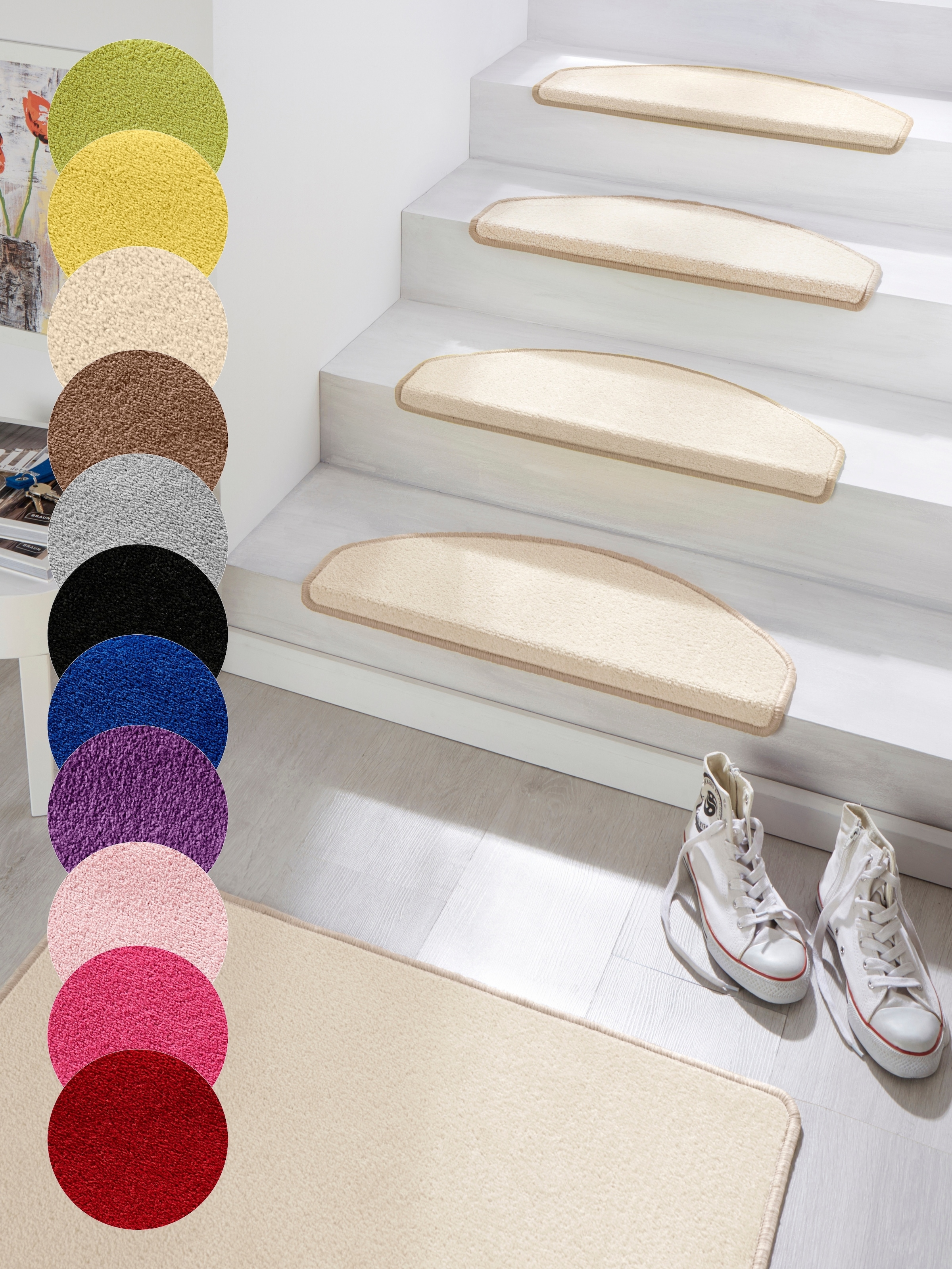 HANSE Home Stufenmatte »Fancy«, halbrund, 7 mm Höhe, 15 Stück, Treppenmatte günstig online kaufen