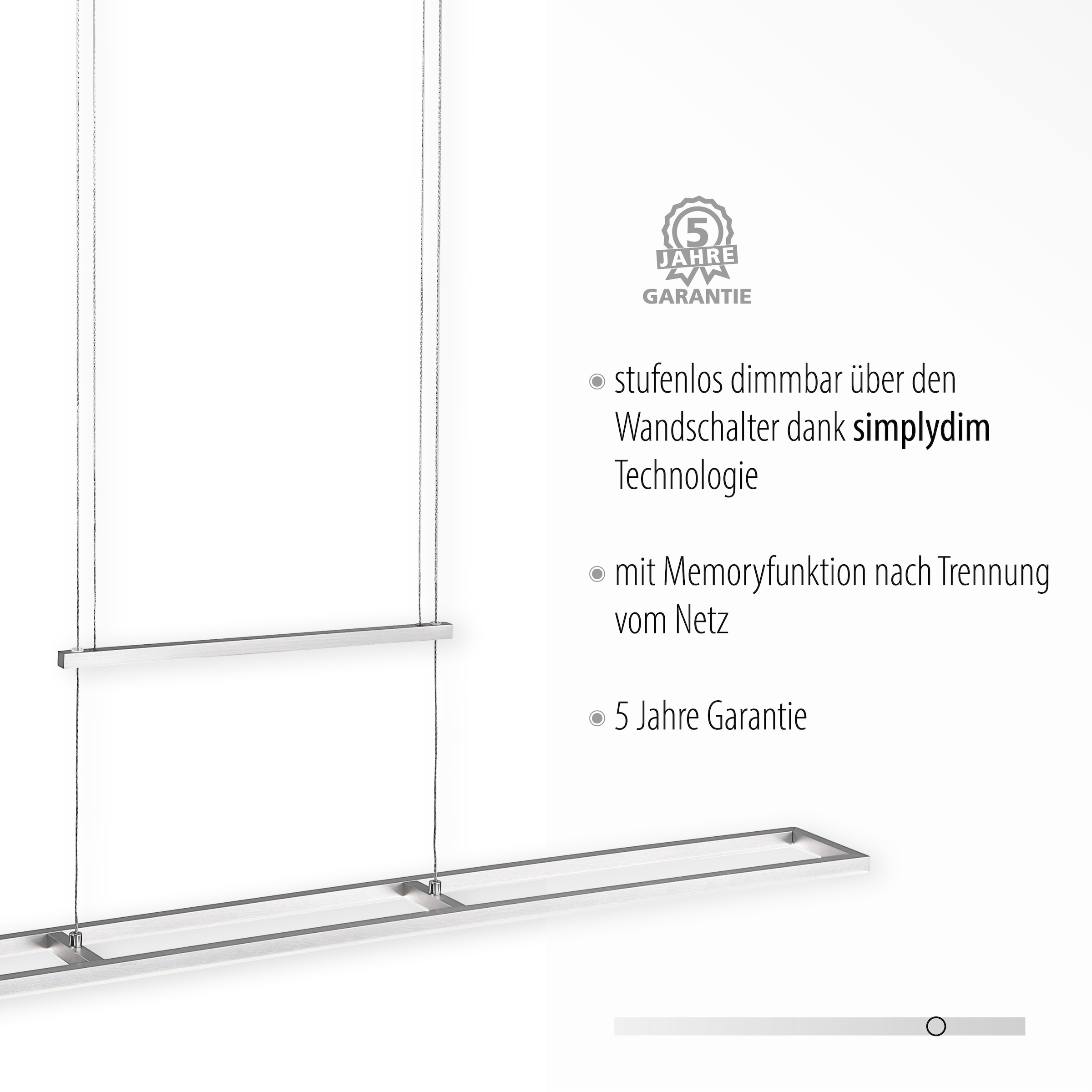 Paul Neuhaus Pendelleuchte »INIGO«, 1 flammig, Leuchtmittel LED-Board-LED-Board | LED fest integriert, LED, dimmbar, Simply Dim, Memory, nach Trennung vom Netz