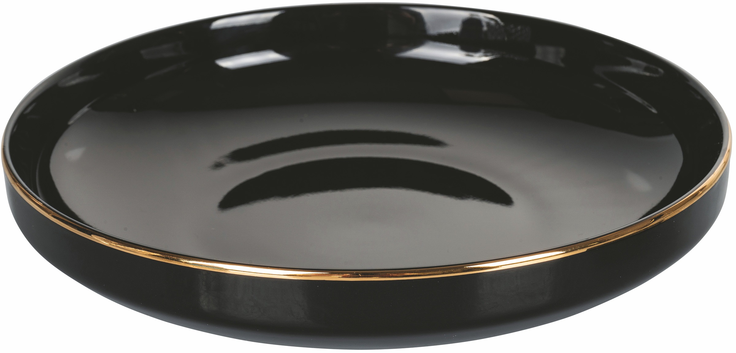 Villa d'Este Teller-Set »Geschirr-Set Luxury Black«, (Set, 12 tlg.), Service, Tafelservice, mit Goldrand, 12 Teile, für 4 Personen