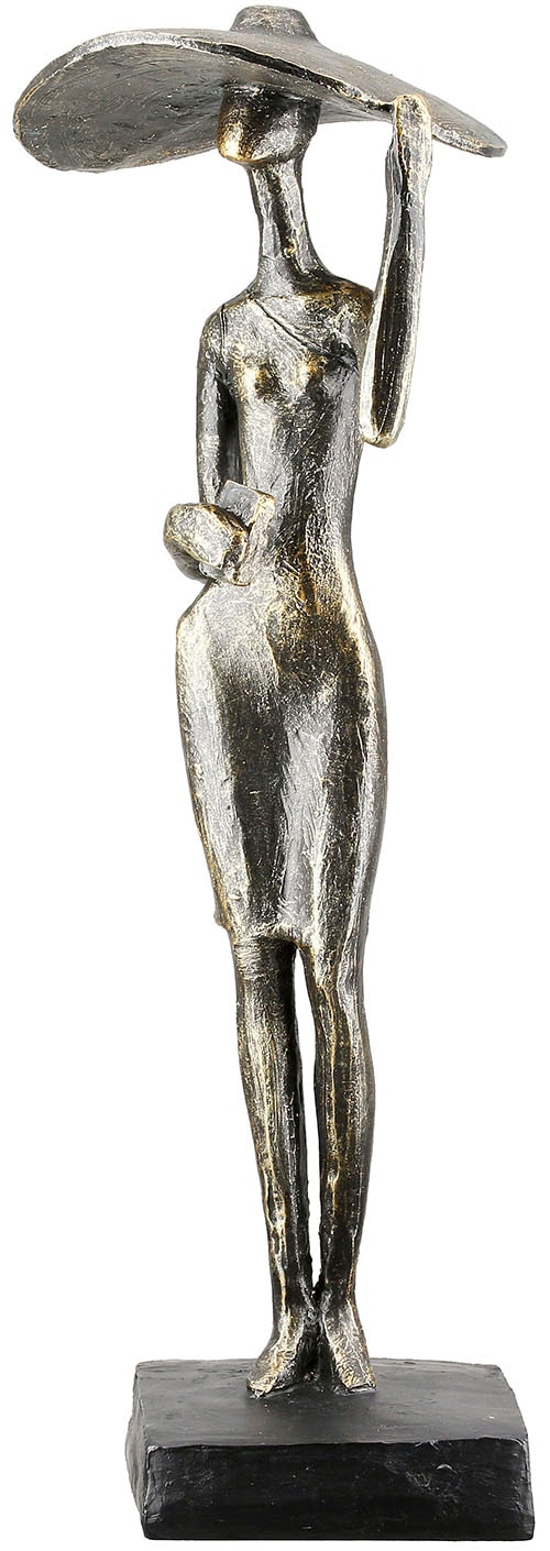 Casablanca by Gilde Dekofigur »Skulptur Frau Lady mit Hut bronzefarben H. 3 günstig online kaufen