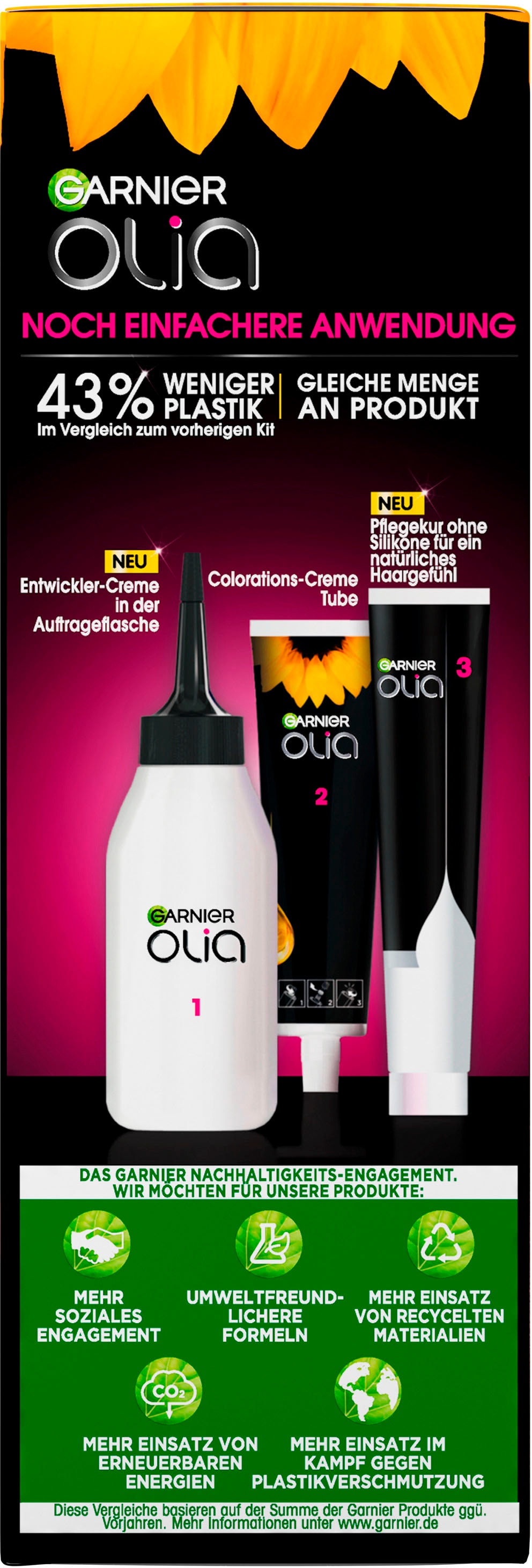 dauerhafte 3 tlg.), Ölbasis online Coloration GARNIER »Garnier Olia Haarfarbe«, (Set, kaufen