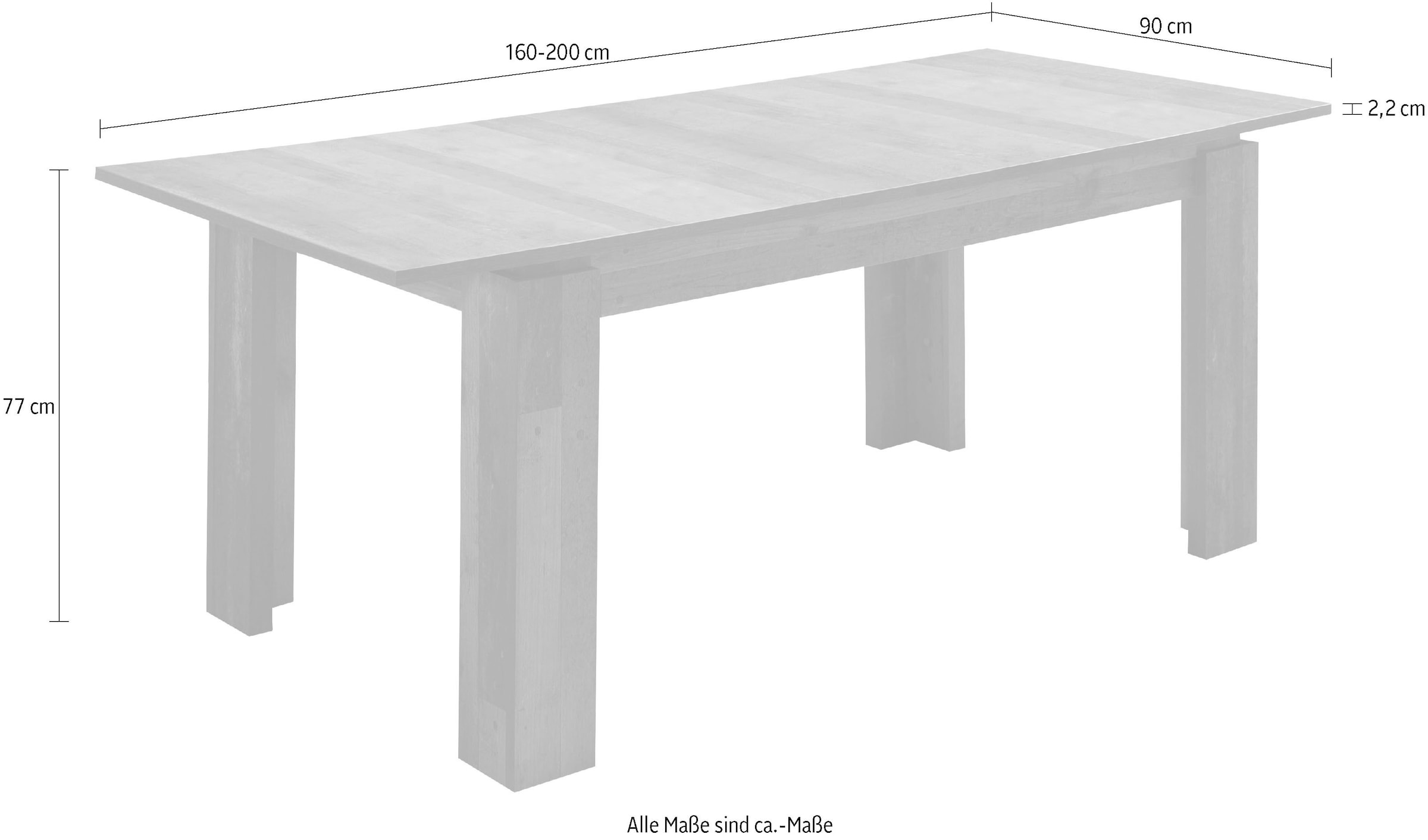 Home affaire Esstisch »Tanum« Ausziehbarer Esszimmertisch 160-200 cm - Maße (B/T/H) 160/90/77 cm