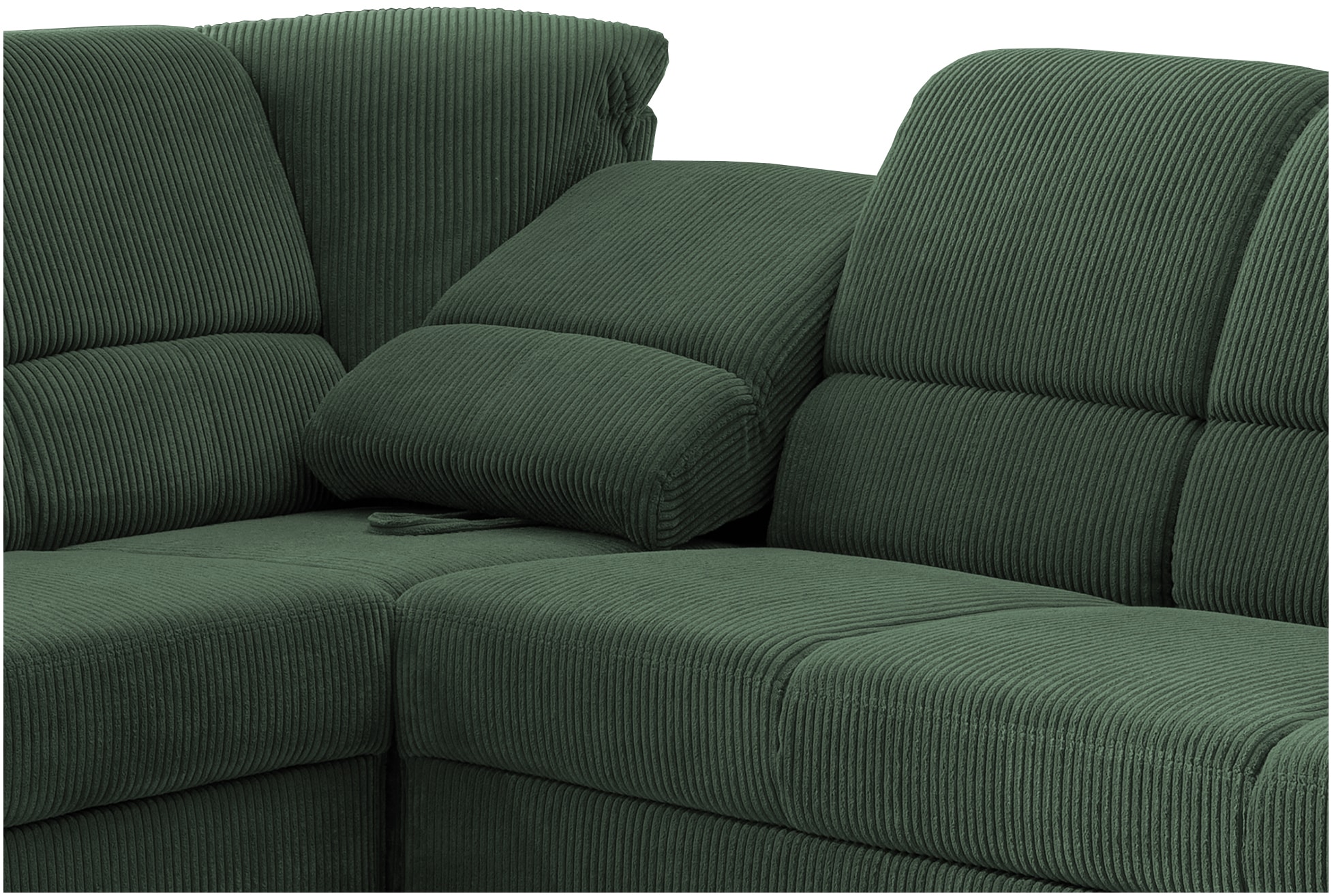 Home affaire Ecksofa »Pisa L-Form, mit Schlaffunktion, Stauraum, 2x höhenverstellbare«, Kopfstützen und Relaxfunktion im Eckelement