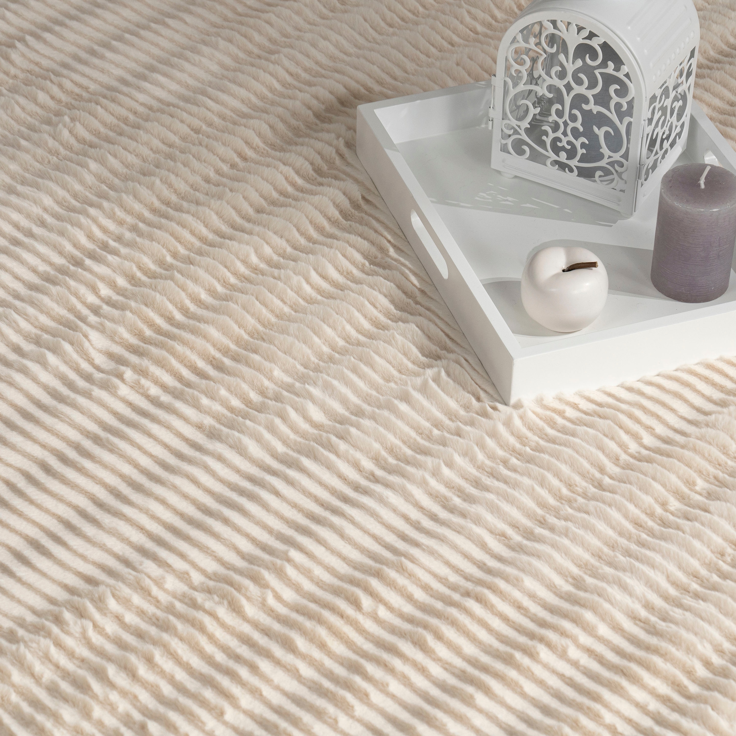 Paco Home Hochflor-Teppich »Arnheim 743«, rechteckig, 27 mm Höhe, Uni Farben, Wellen Muster, besonders weich, Hoch-Tief Effekt