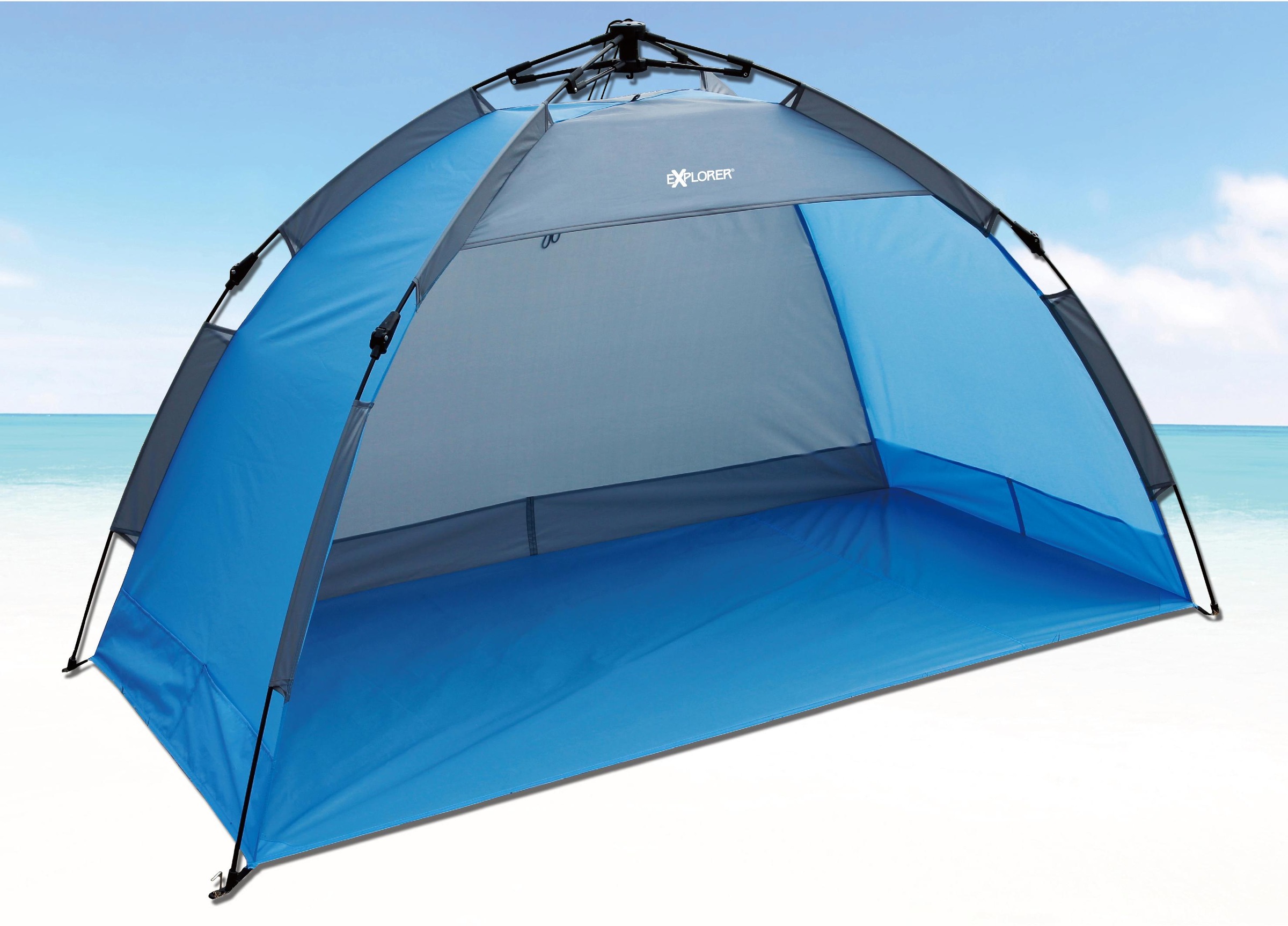 EXPLORER Strandmuschel »Automatik-Strandmuschel 190 x 100 x 110 cm UV 80 +« 2 Personen UV 80+ blau Strandmuschel