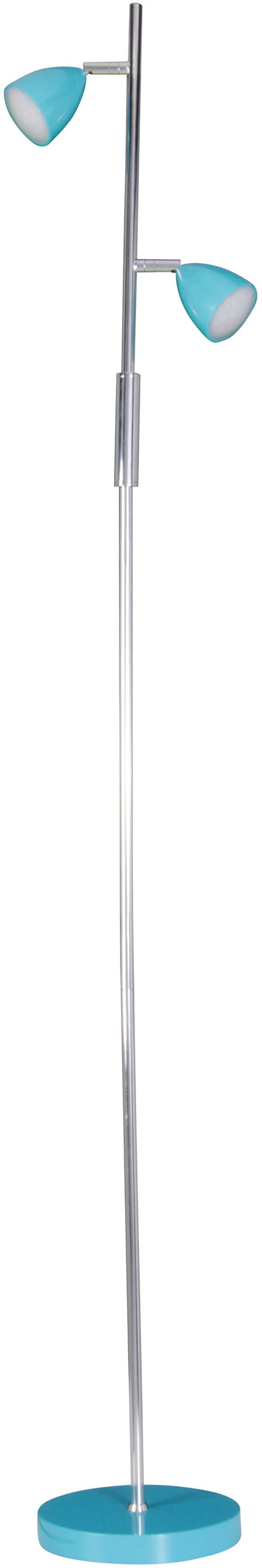 näve LED Stehlampe »Aaron«, 2 flammig-flammig, 2flg., h: 145cm, Schirme und Fuß in türkis/chrom, An/Aus-Schalter