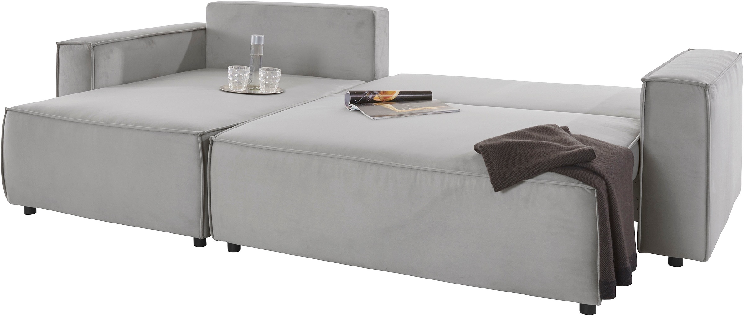 INOSIGN Ecksofa »Marva L-Form«, incl. Bettfunktion und Bettkasten, Federkern