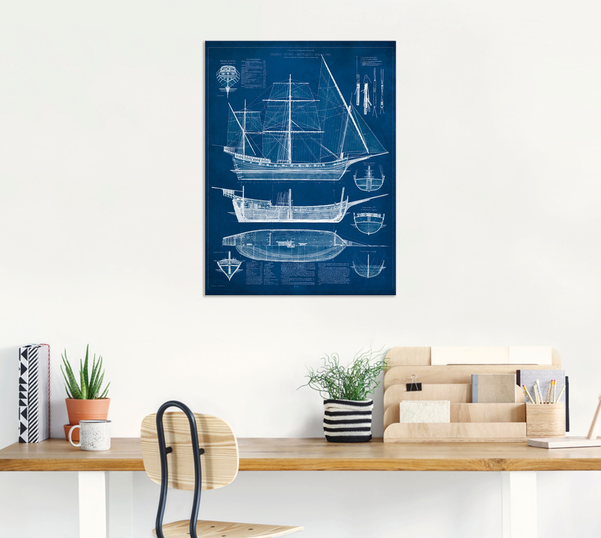 Artland Wandbild »Entwurf für ein Antikes Schiff I«, Boote & Schiffe, (1 St.), als Alubild, Outdoorbild, Wandaufkleber in verschied. Größen