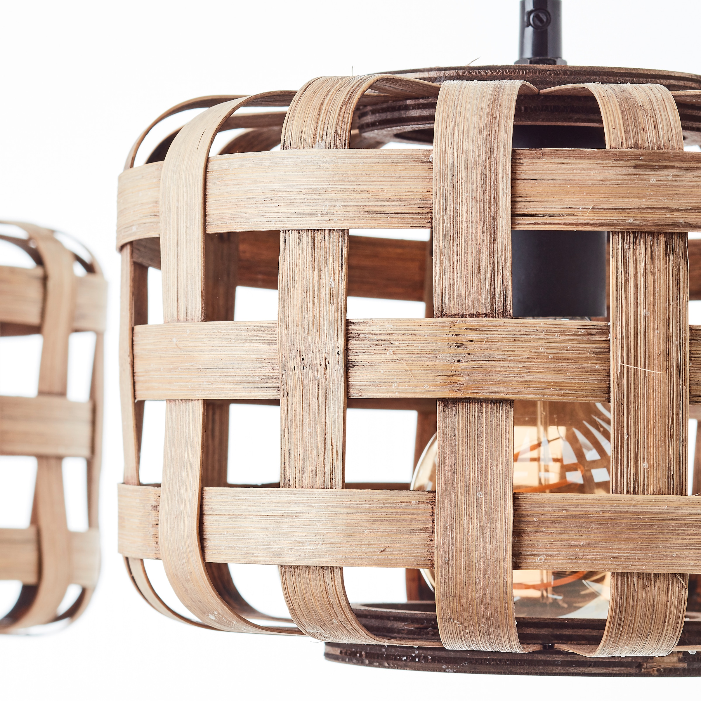 Brilliant Pendelleuchte »Woodline«, 3 flammig, Leuchtmittel E27 | ohne Leuchtmittel, 146 x 25 x 104 cm, 3 x E27, Schirme aus Bambus, natur/schwarz