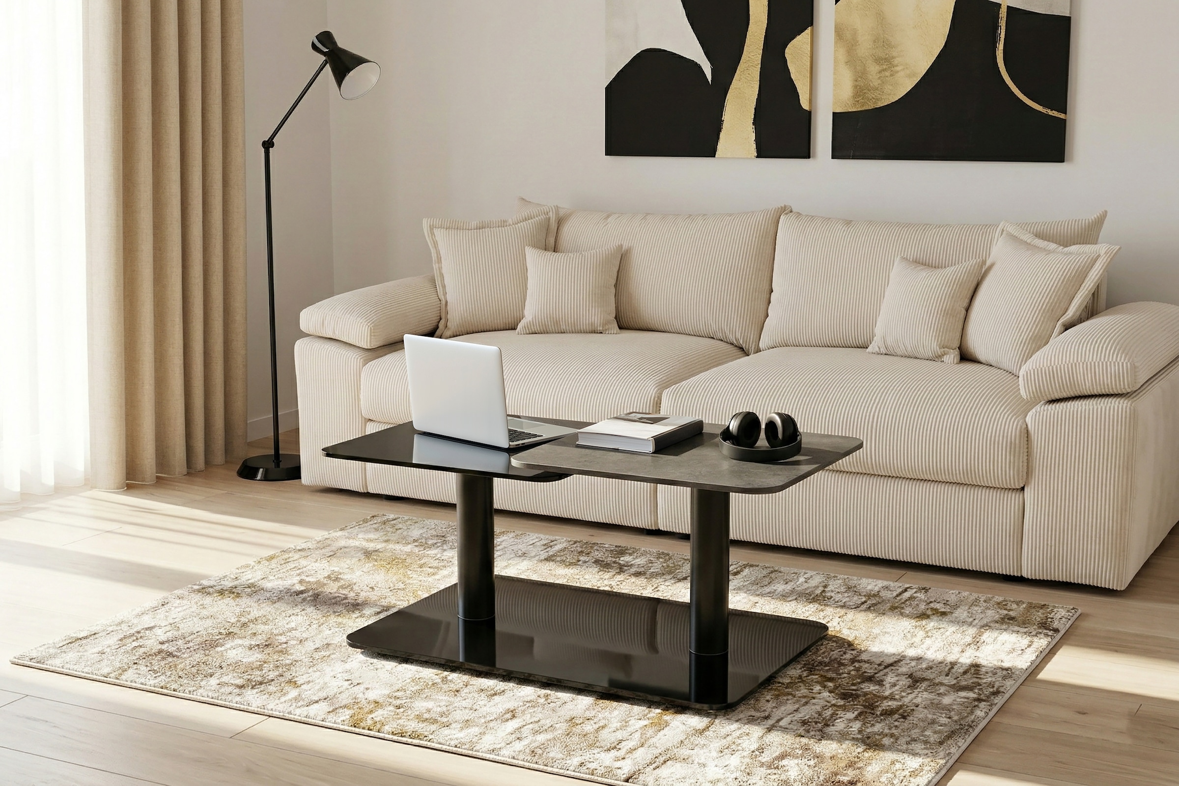 OTTO home Couchtisch »Craco« mit verschiebbarer Ablagefläche im puristischen Design